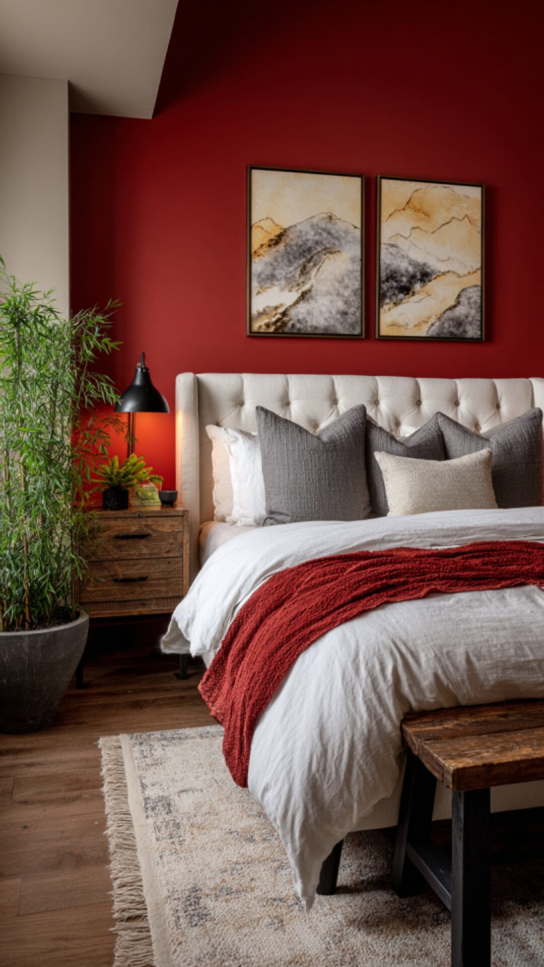 12. Bedroom with Red Accent Wall