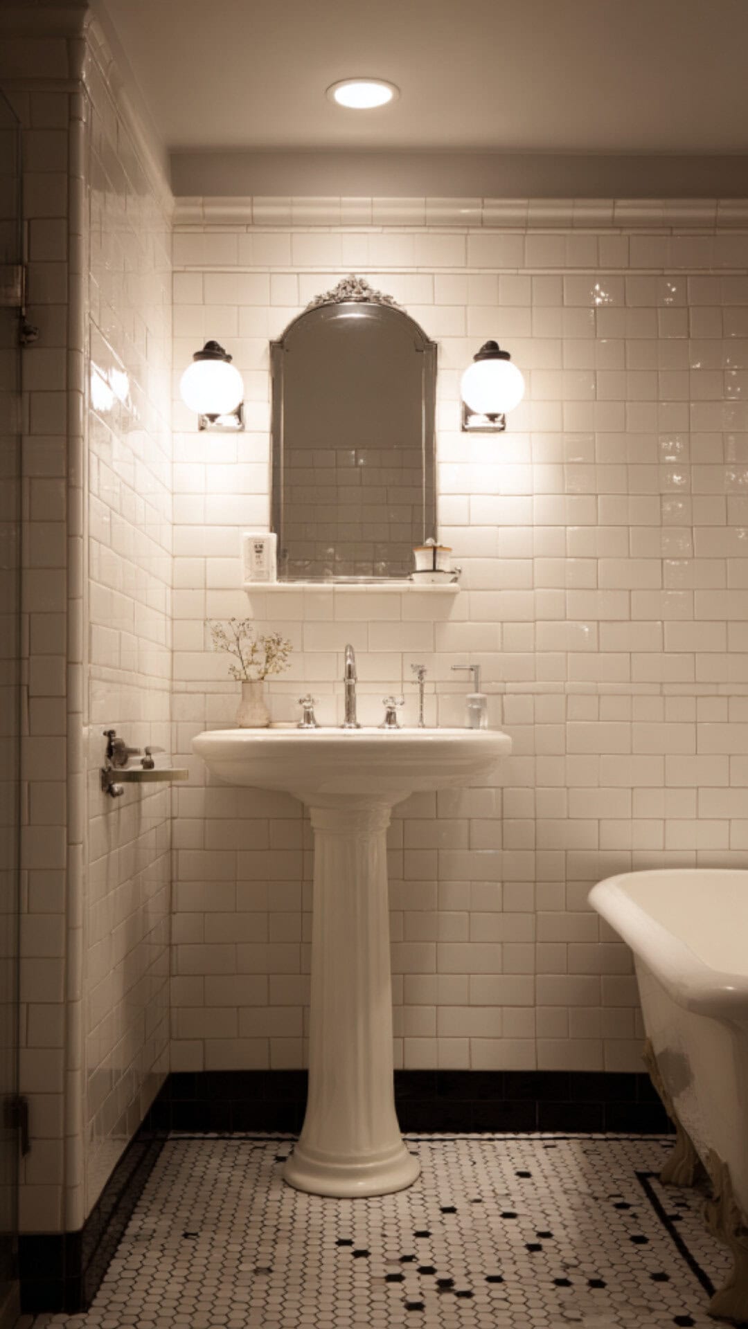 12. White Retro Bathroom with Clean Nostalgia