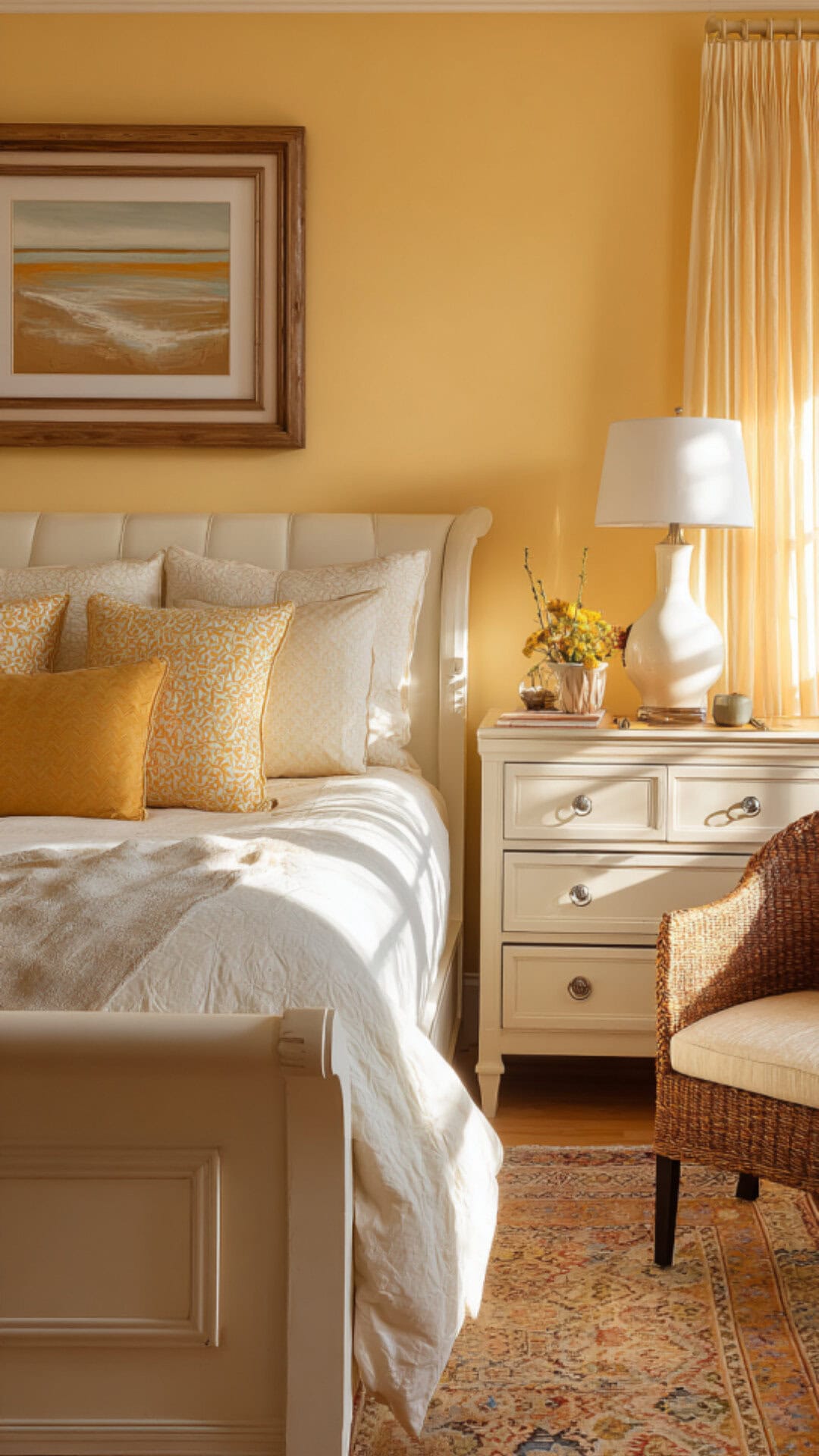 12. Aesthetic Yellow Warm Bedroom with Bright Cheer