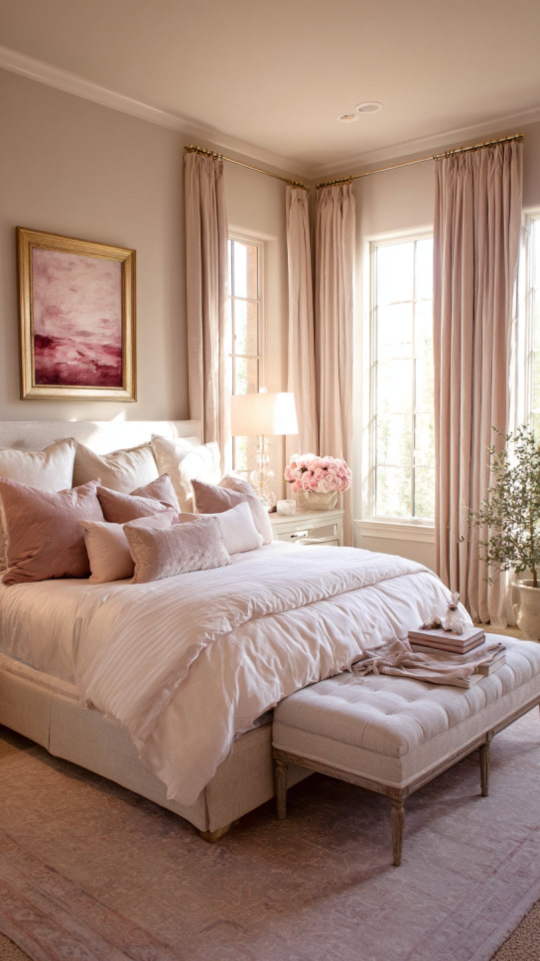 12. Beige and Pink Bedroom with Neutral Warmth