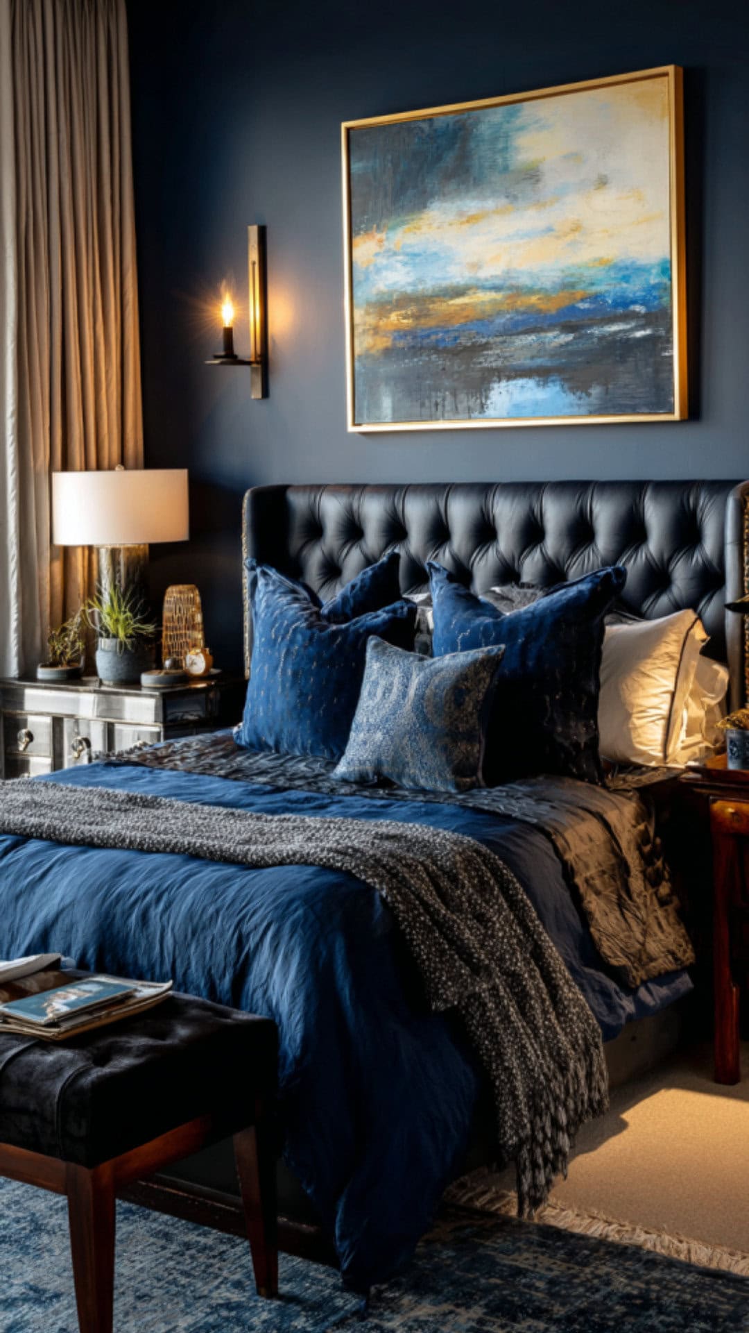 13. Deep Blue Bedroom with Rich Intensity
