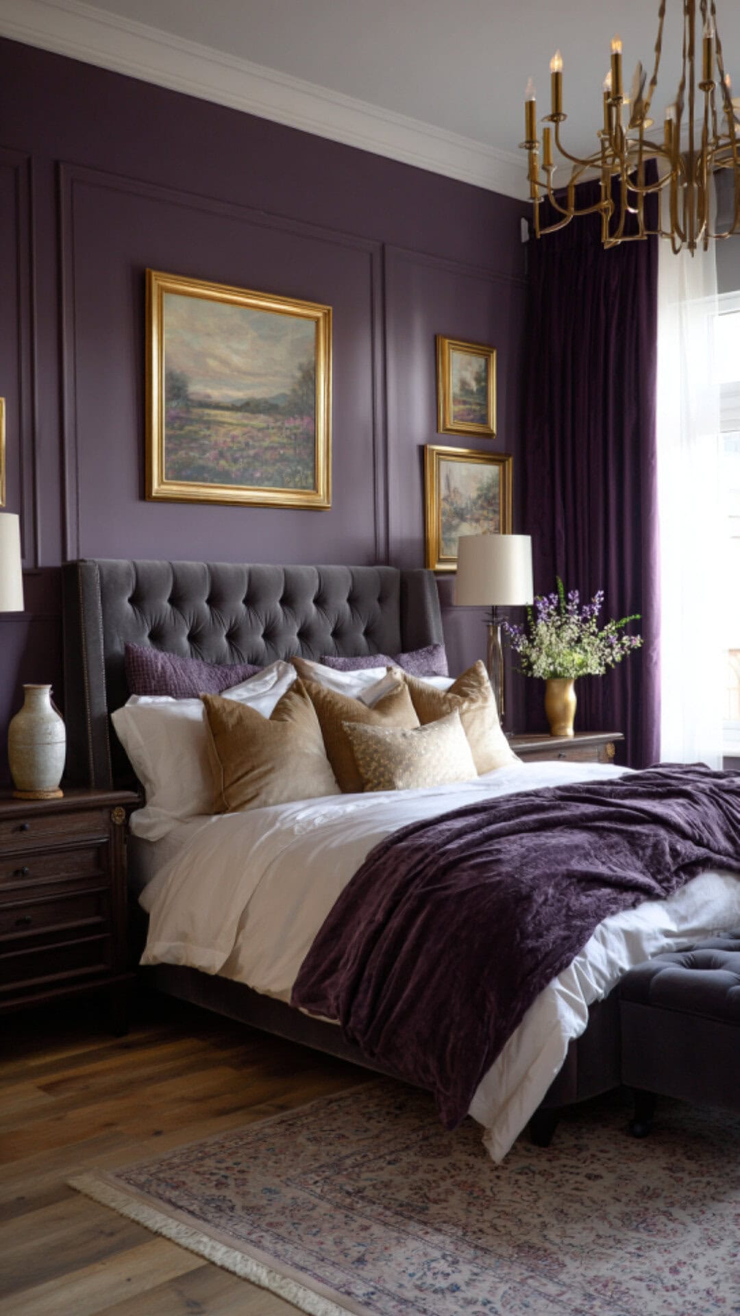 13. Gold and Purple Bedroom with Royal Elegance