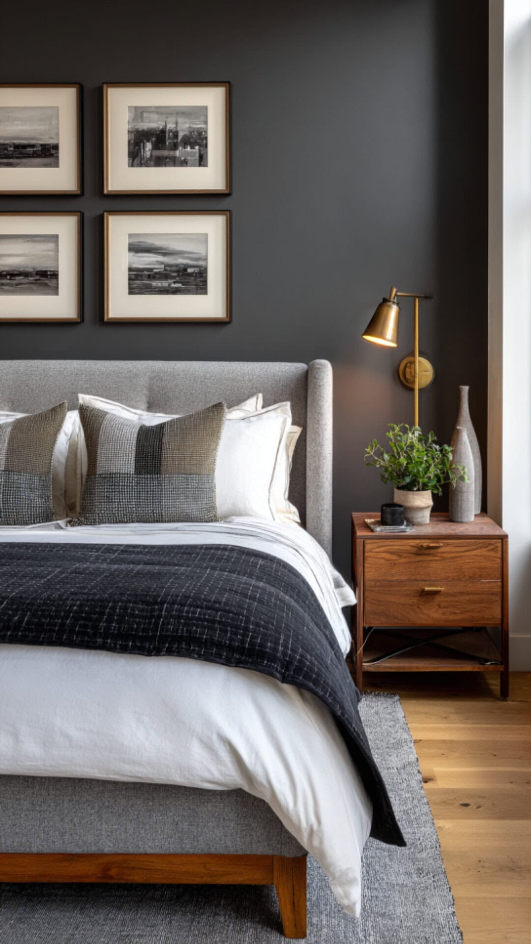 13. Bedroom with Charcoal Accent Wall