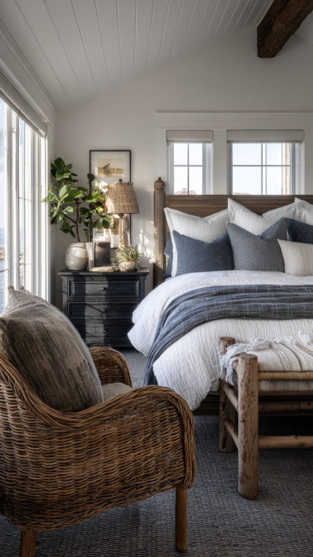 13. Minimalist Moody Bedroom with Subtle Refinement