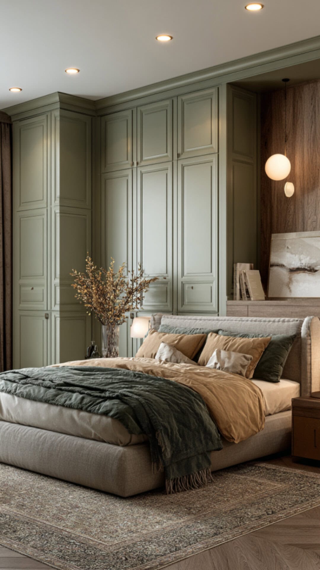 13. Green and Beige Bedroom with Relaxed Neutrality