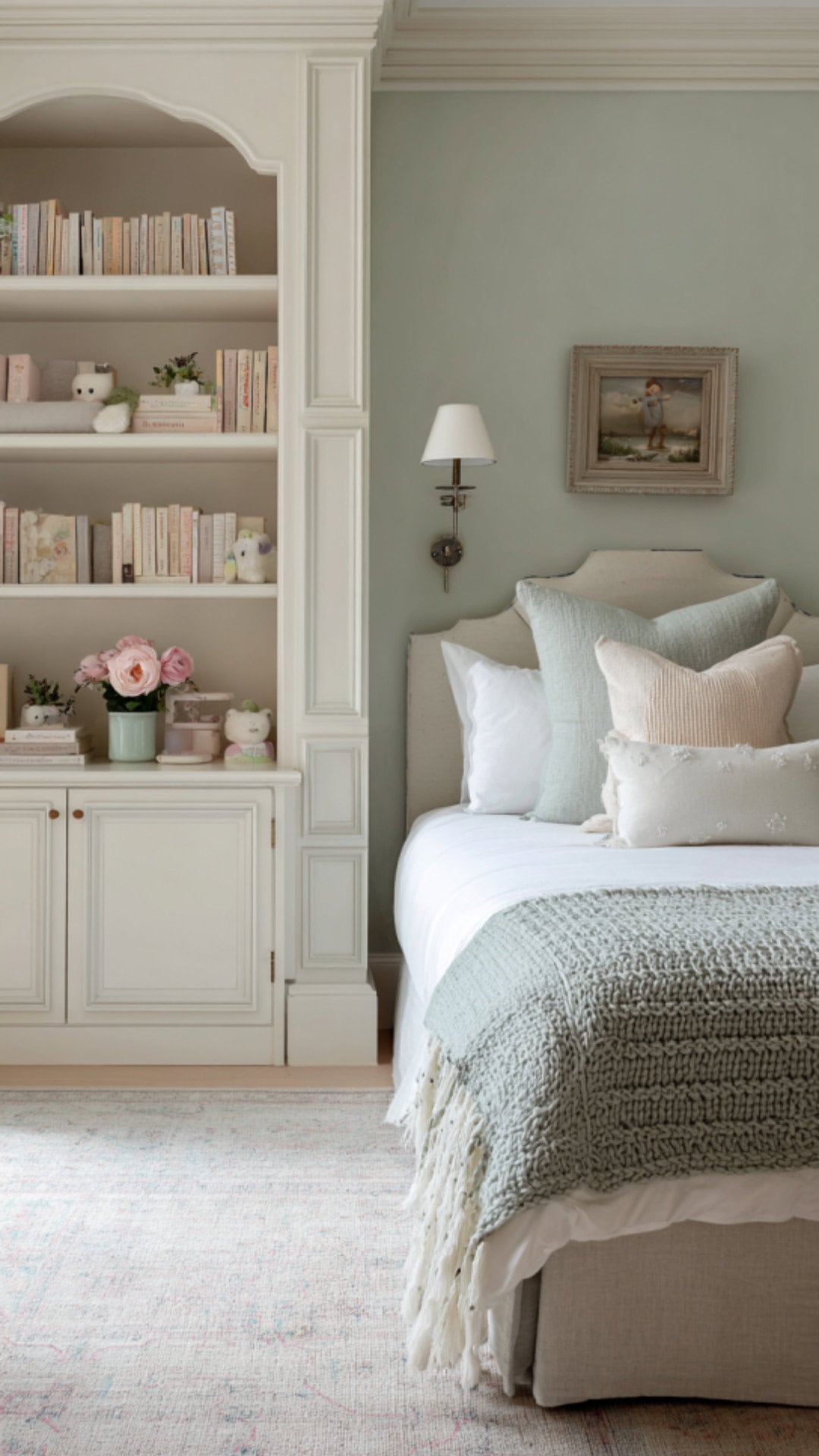 14. Sage Green Girls Bedroom with Calm Elegance
