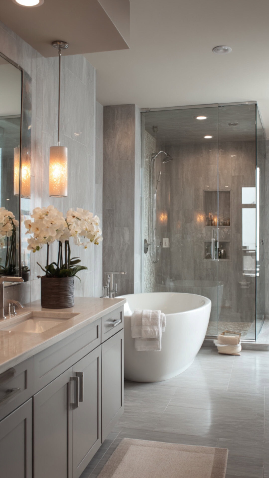 14. Grey Contemporary Bathroom with Subtle Style