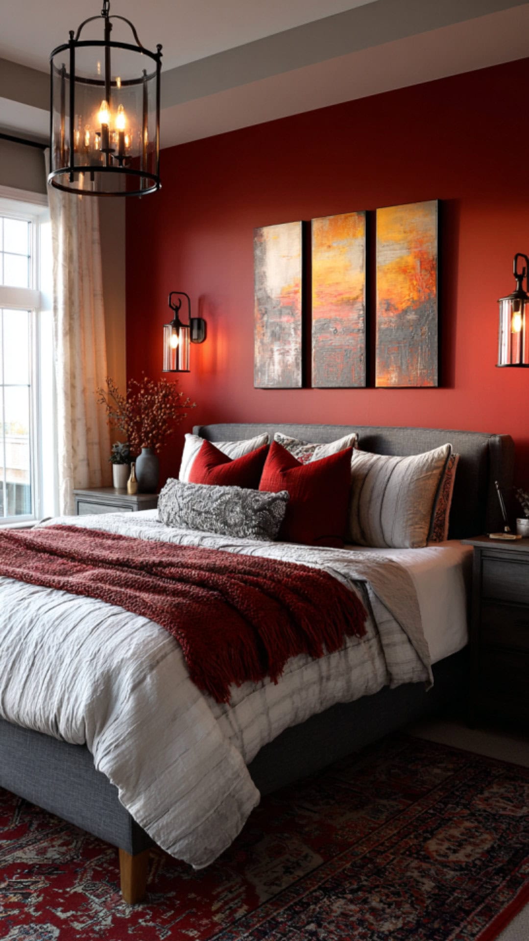 14. Red Bedroom Accent Wall with Bold Energy