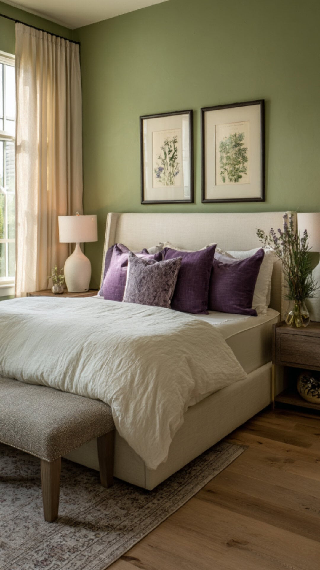 14. Green and Purple Bedroom with Natural Balance