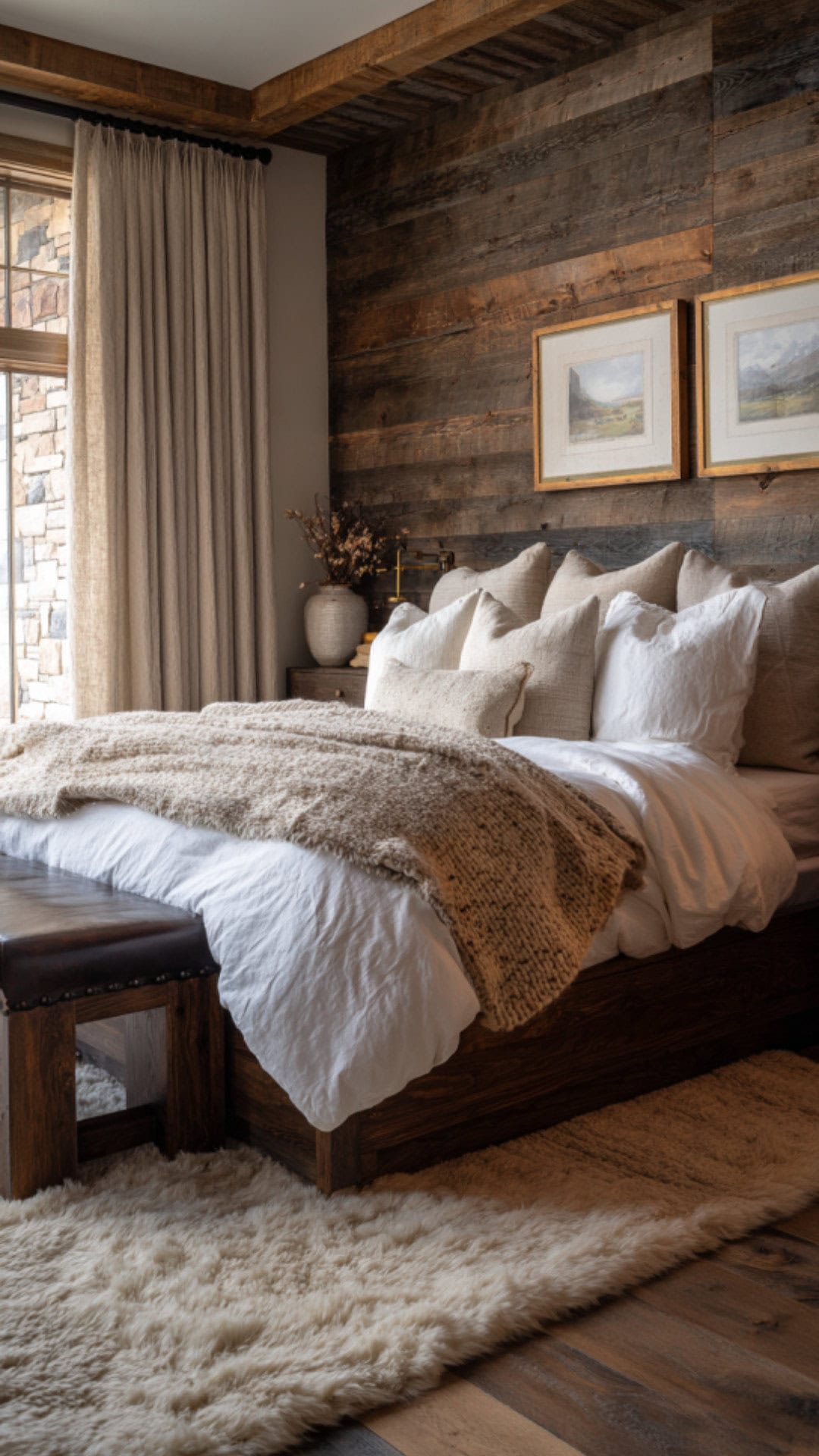 14. Wood Wallpaper for Bedroom with Rustic Coziness