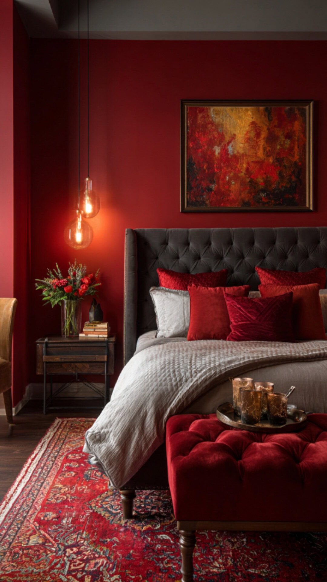 14. Red Moody Bedroom with Passionate Energy