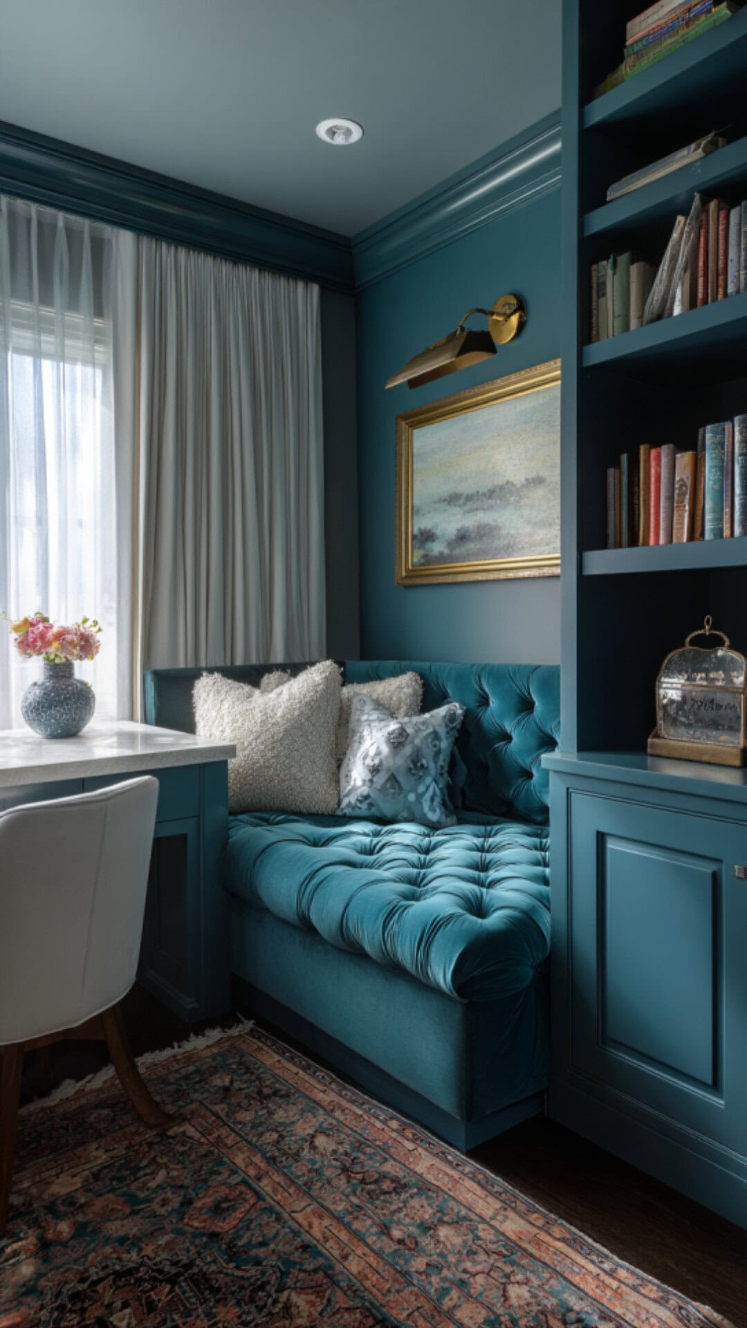 13. Teal Girls' Bedroom with Rich Character