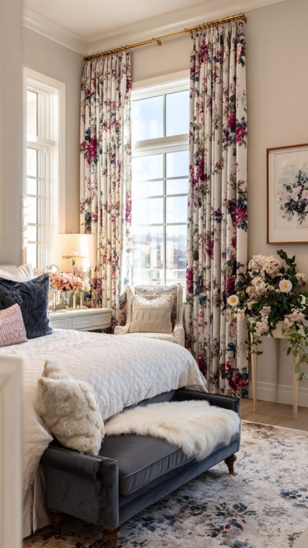 14. Floral Curtains for a Whimsical and Classic Bedroom