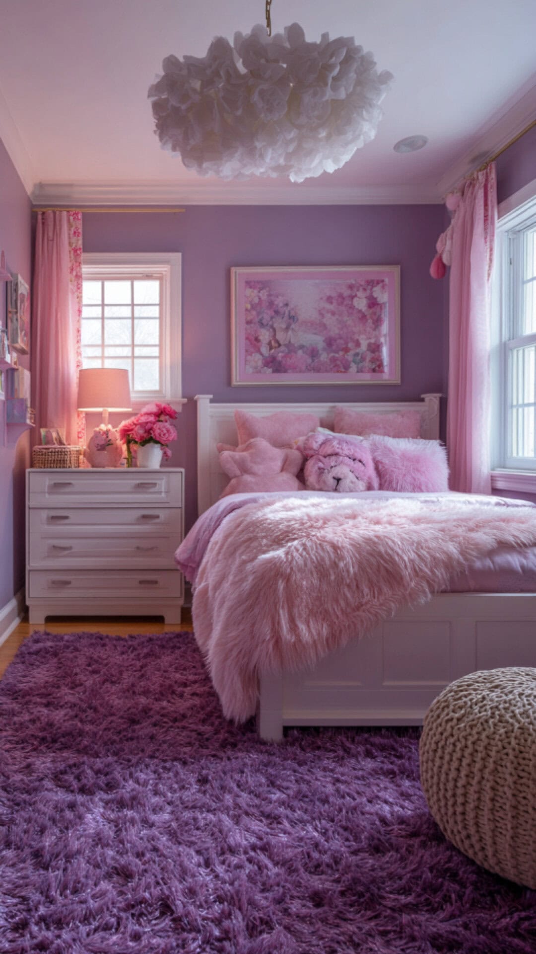 14. Pink and Purple Kids' Bedroom with Sweet Personality