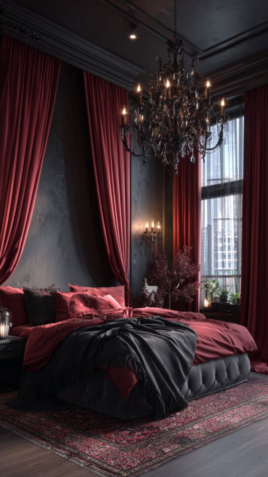 15. Red Curtains for a Bold and Romantic Bedroom