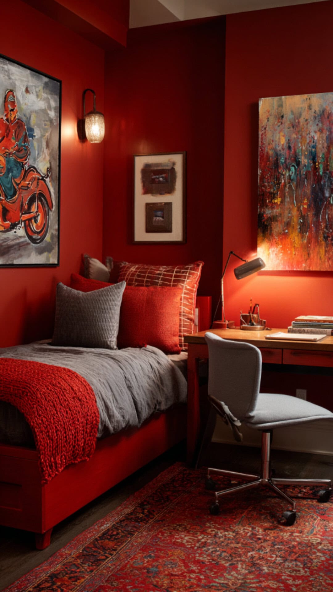 15. Red Kids Bedroom with Bold Energy