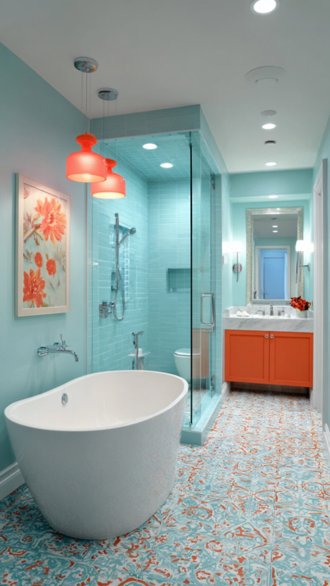 2. Bright Fun Bathroom with Cheerful Lighting