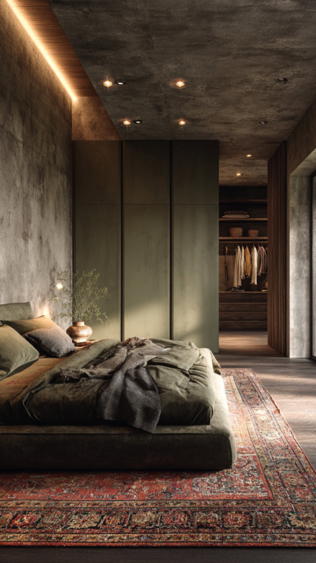 2. Olive Green Bedroom with Earthy Depth