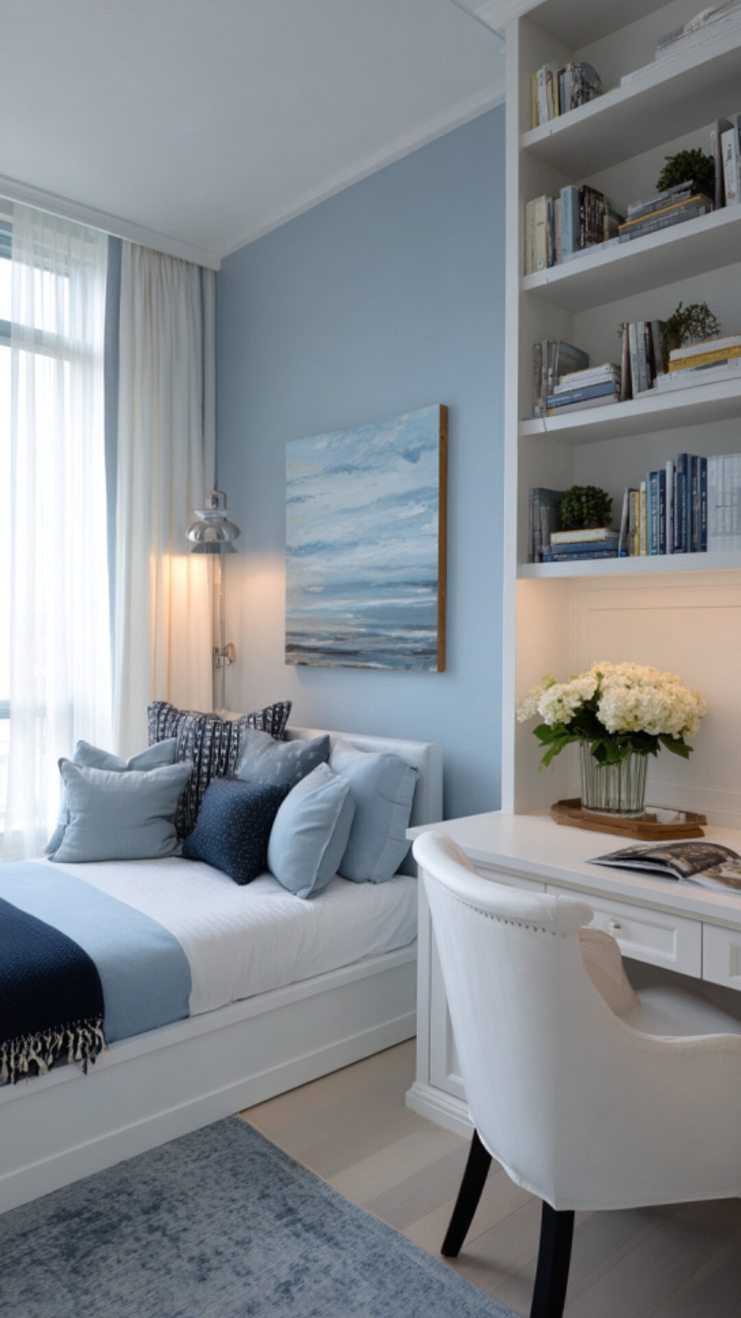 2. Blue Girls' Bedroom with Fresh Sophistication
