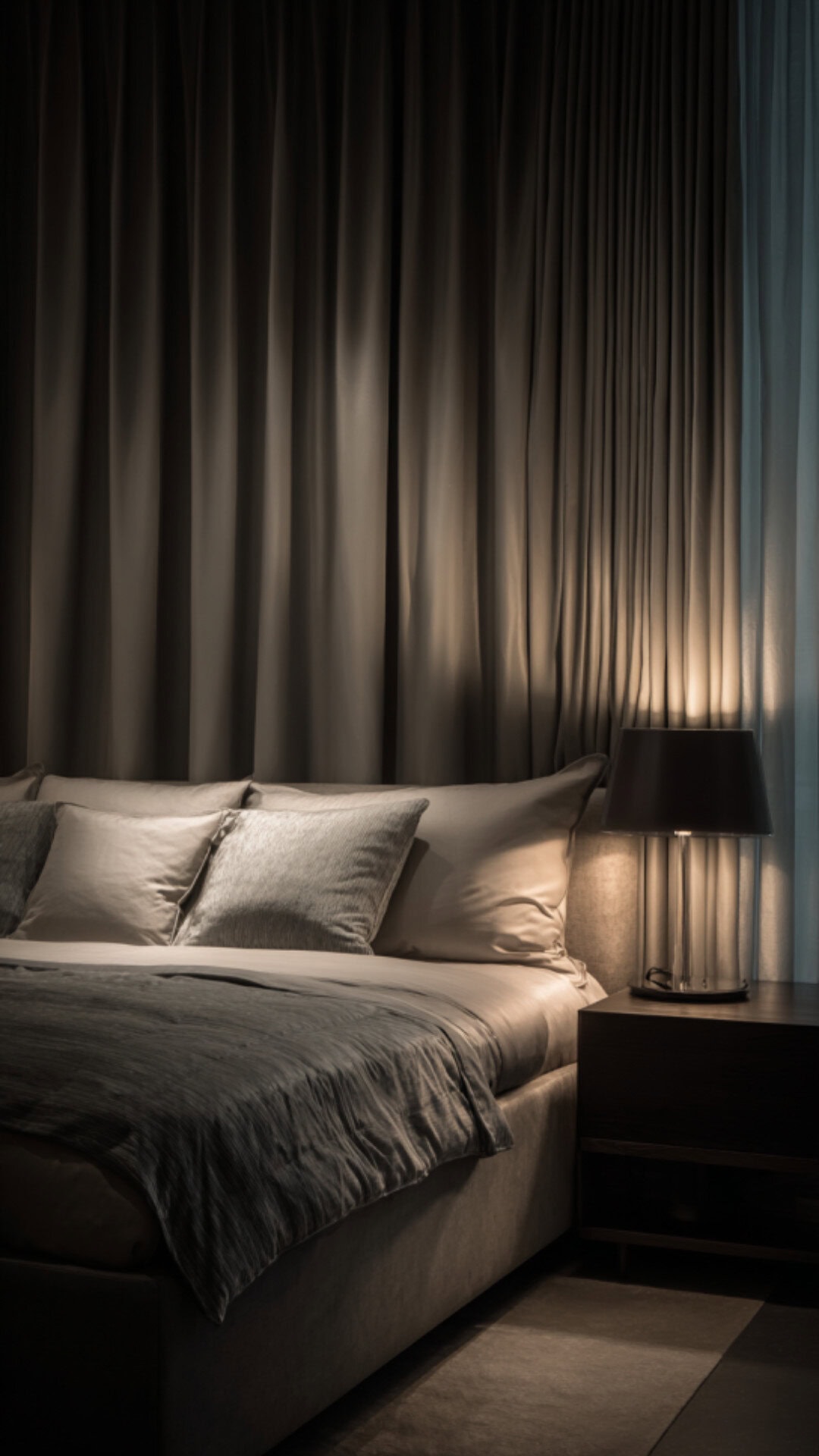 2. Grey Curtains for a Calming Bedroom Ambiance