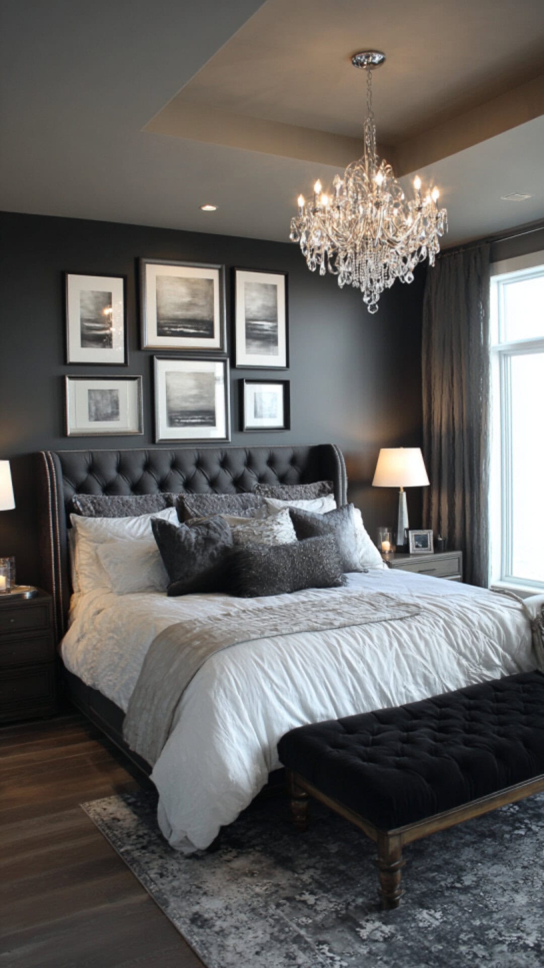 2. Grey and Black Bedroom with Bold Sophistication