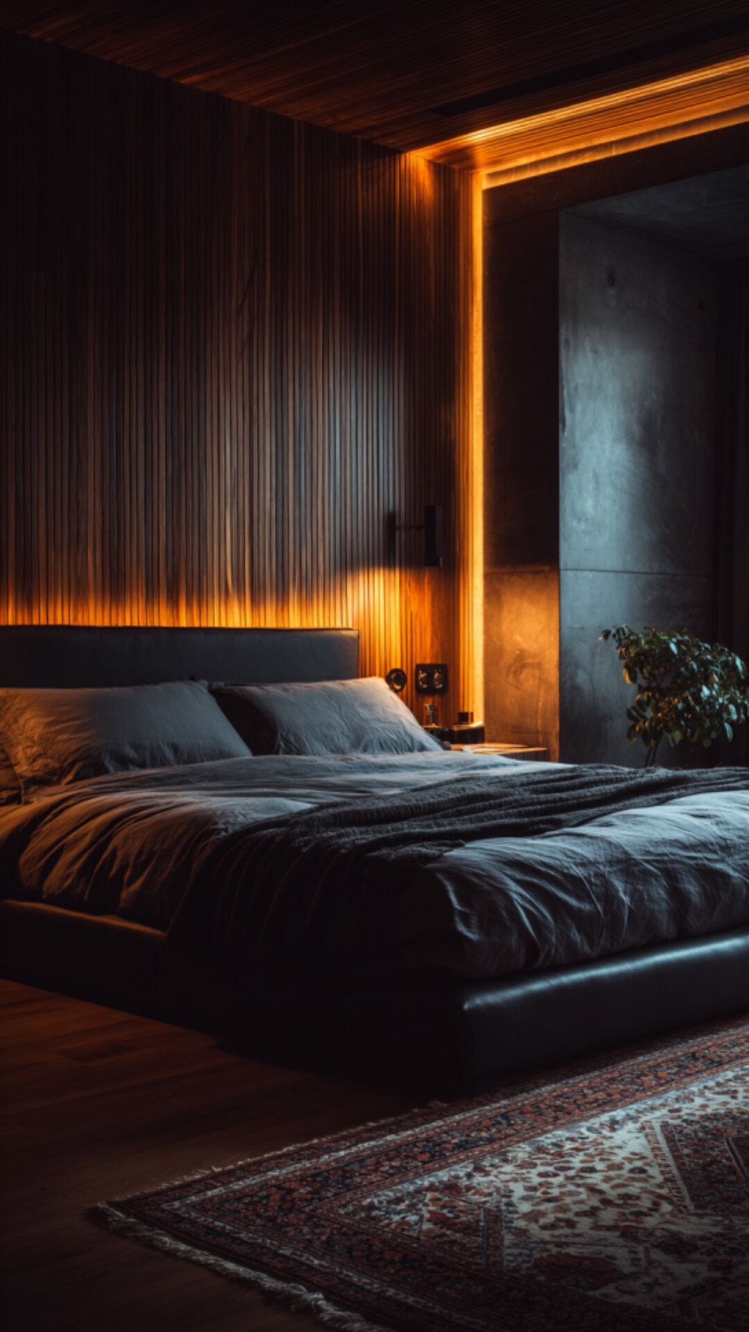 2. Dark Japandi Bedroom with Moody Elegance