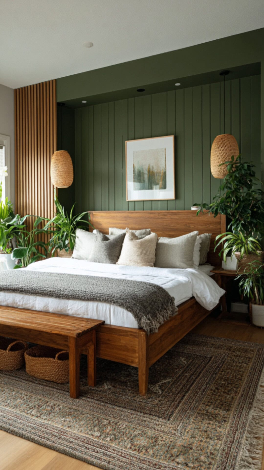 2. Green Bedroom Accent Wall with Natural Calm