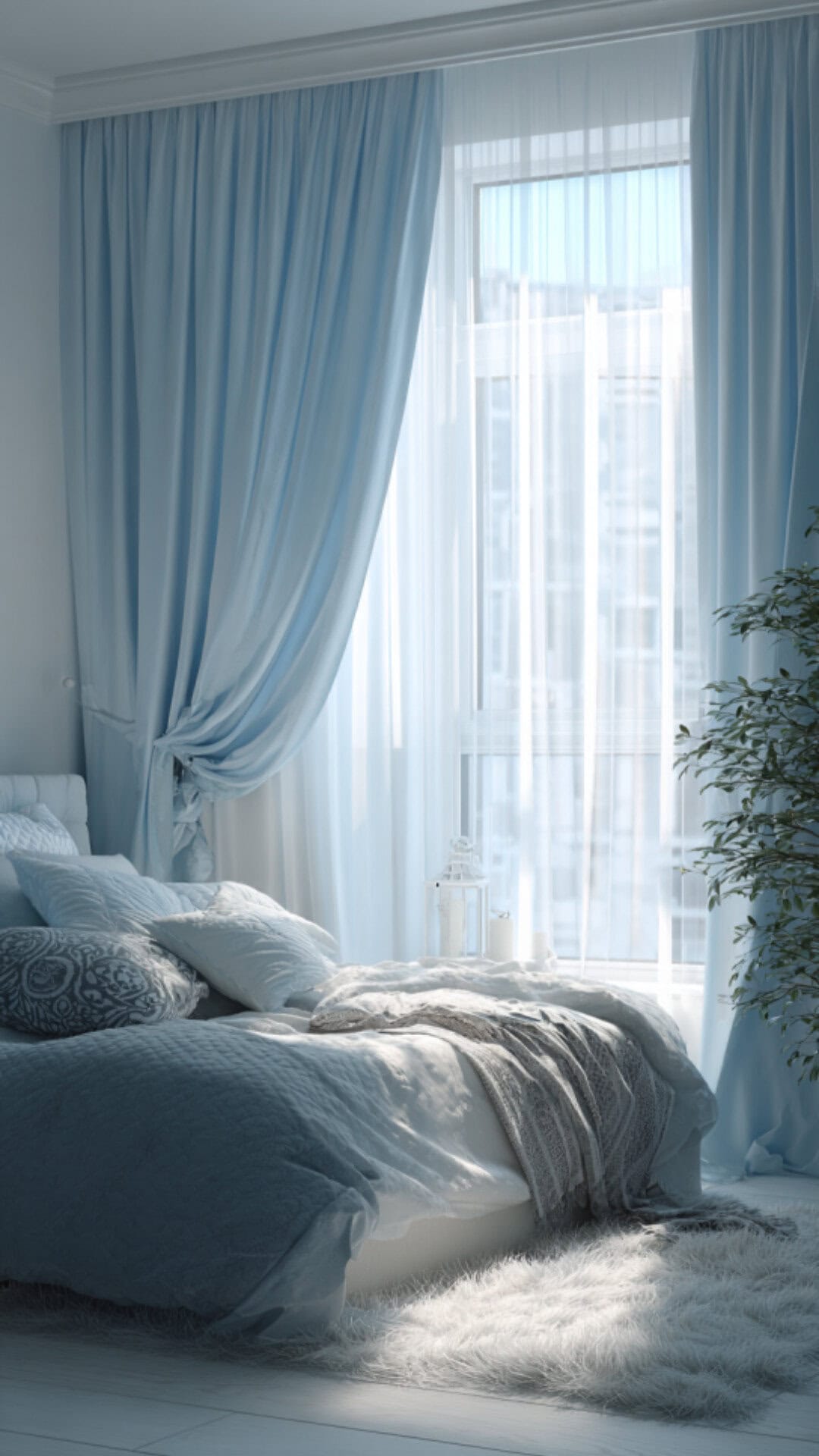 2. Light Blue Bedroom with Airy Freshness