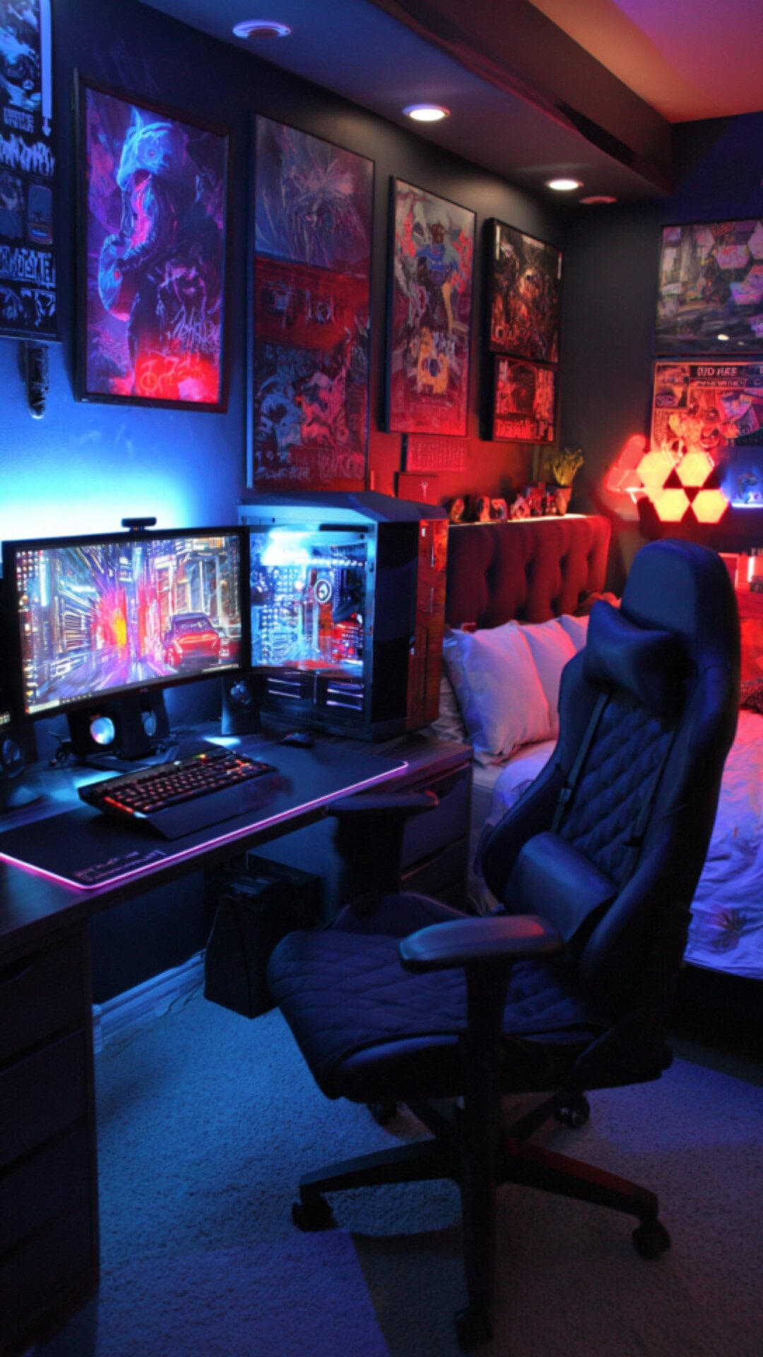 2. Gamer Teen Boy Bedroom with Immersive Setup