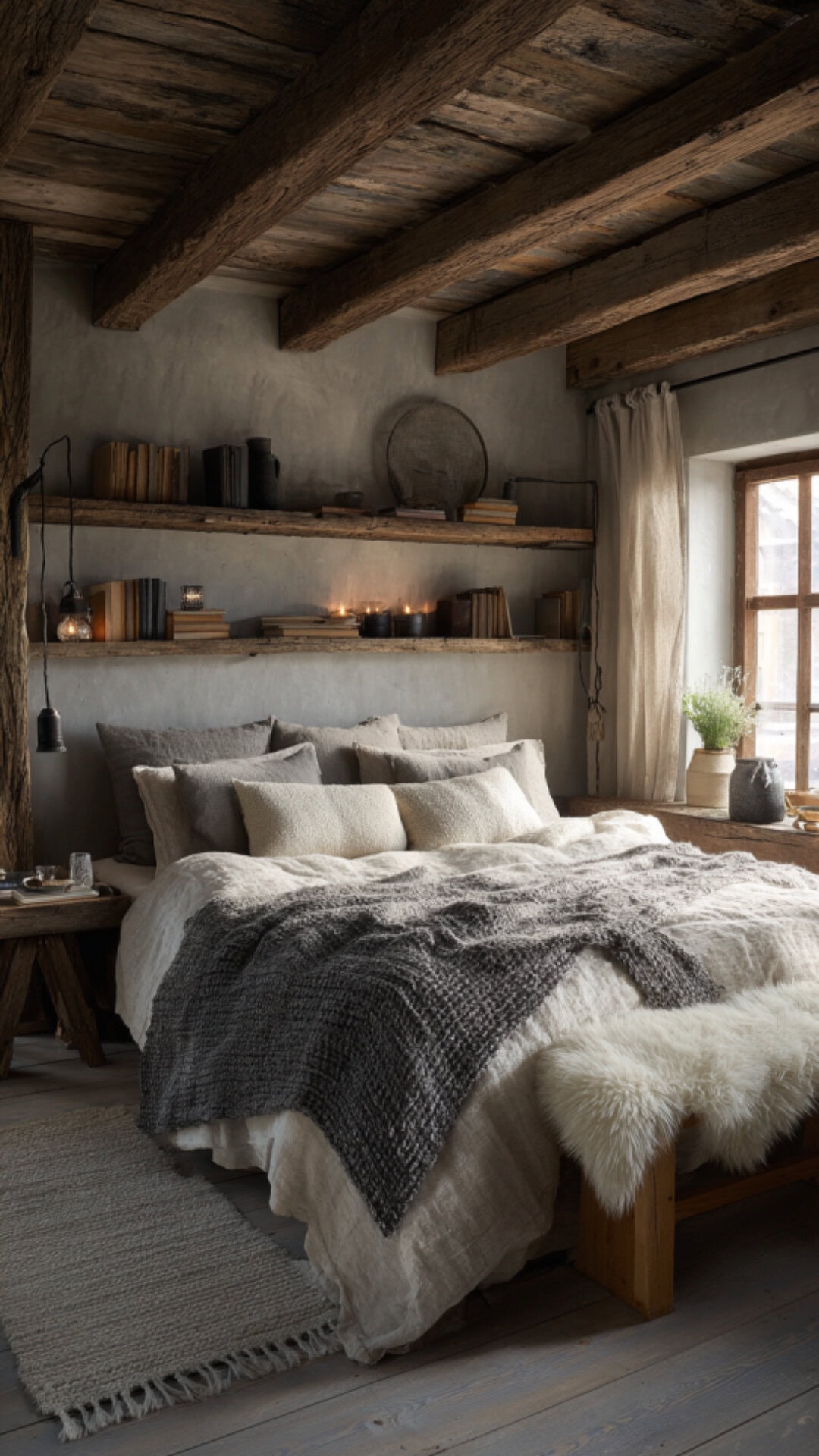 2. Scandi Cottage Bedroom with Rustic Charm