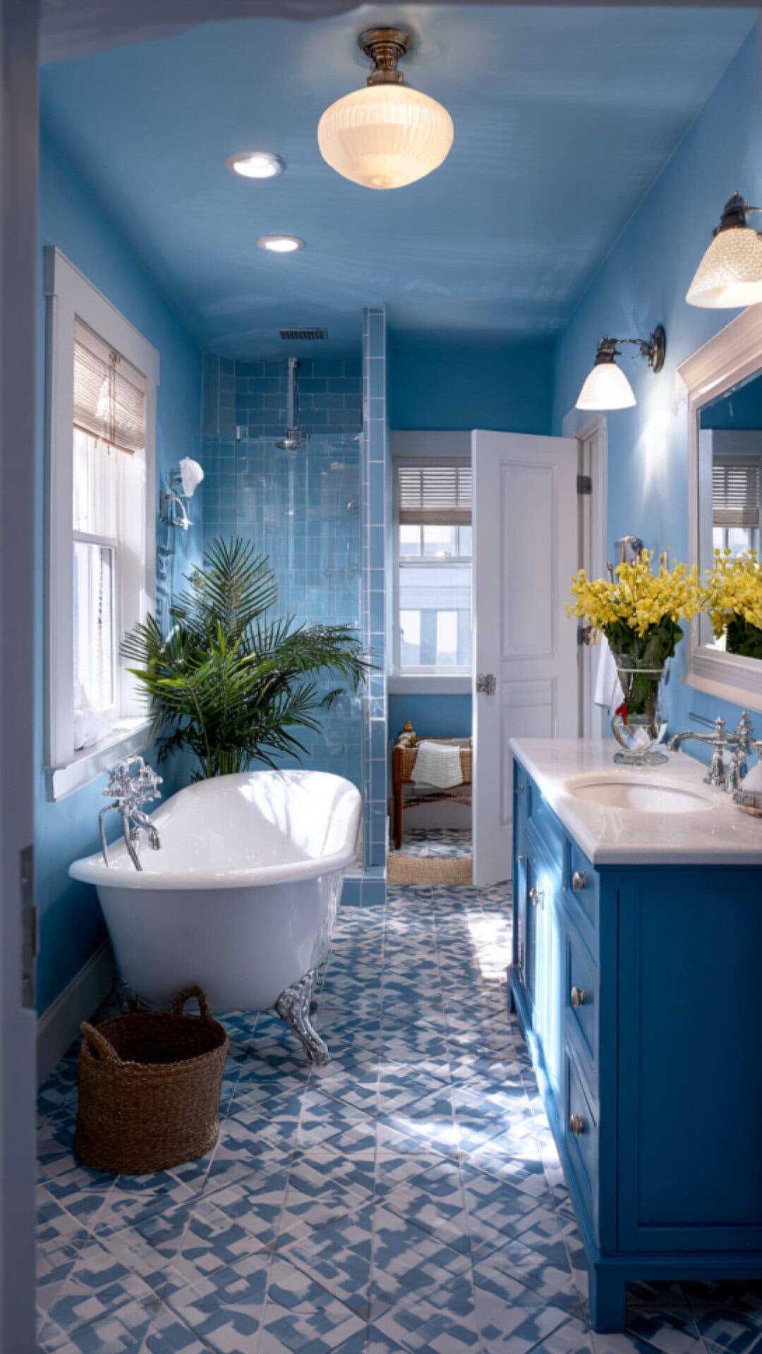 2. Blue Bathroom Paint with Refreshing Energy