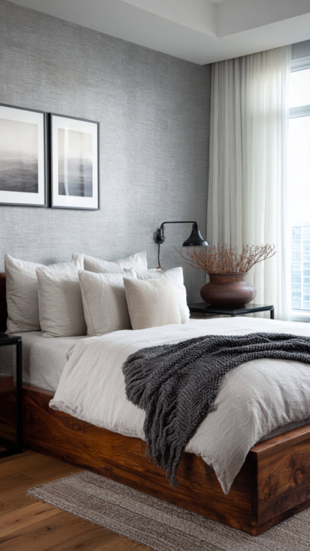 2. Grey Wallpaper for Bedroom with Modern Simplicity