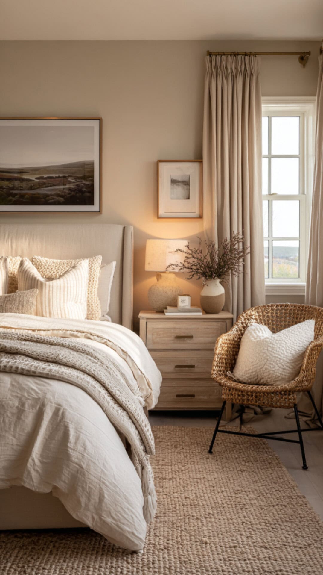 2. Aesthetic Beige Warm Bedroom with Soft Neutrals