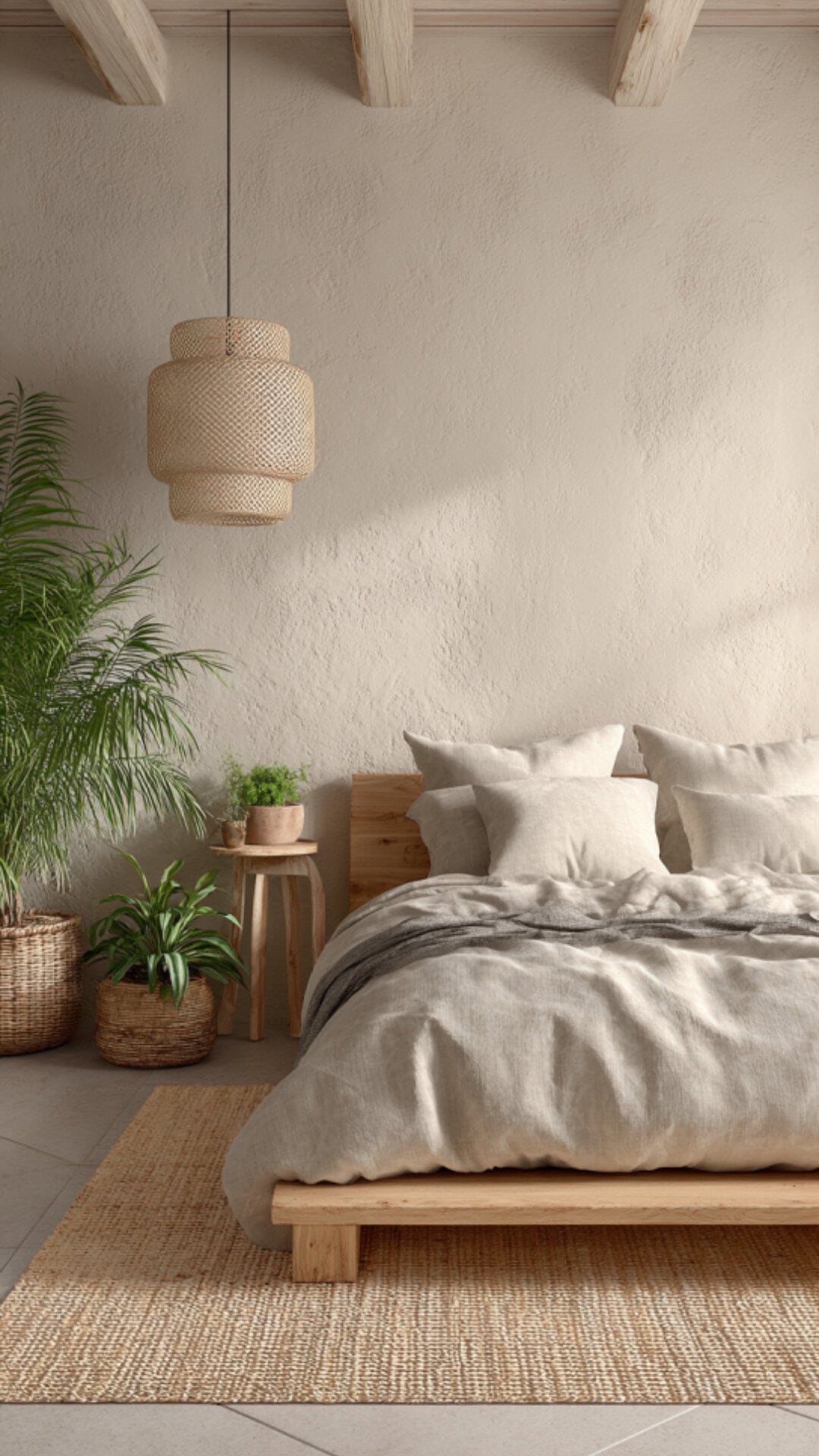 2. Japandi Bedroom Design with Minimal Warmth