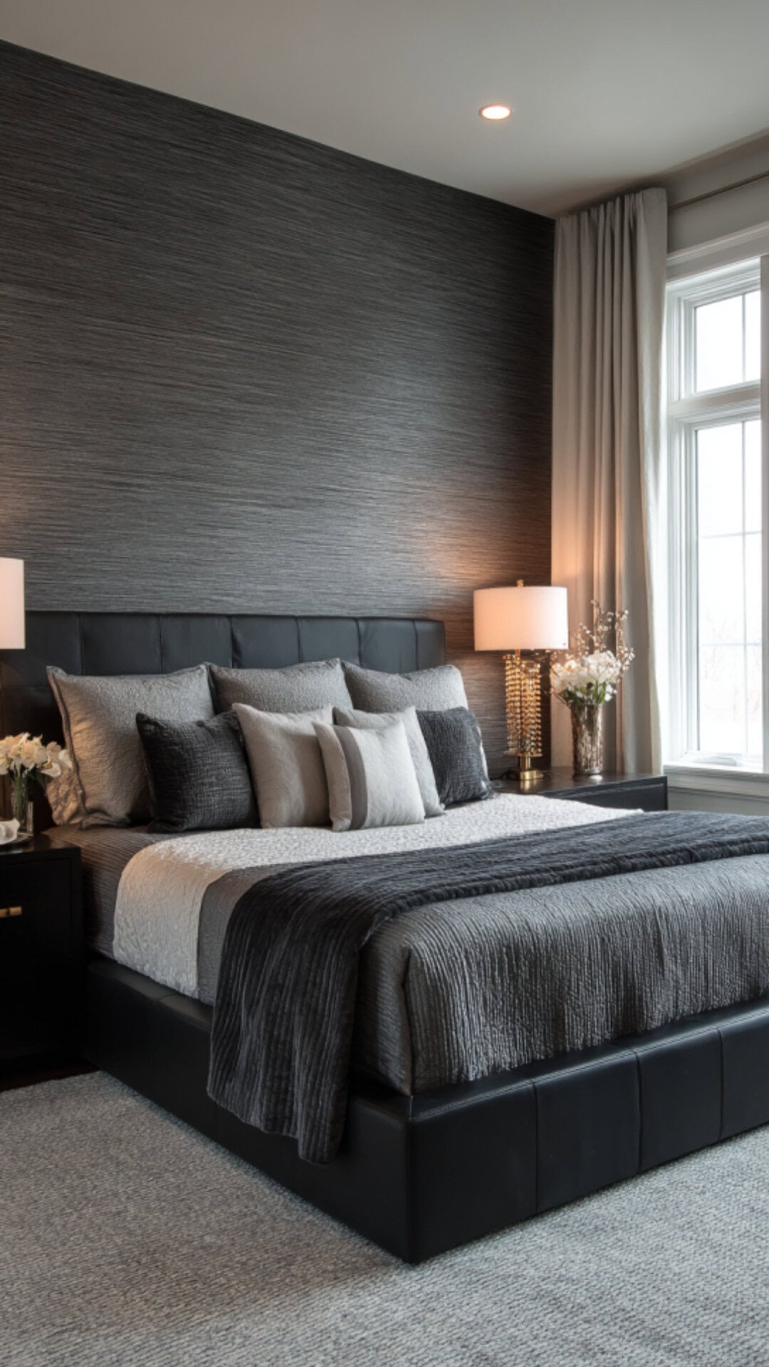 3. Black and Grey Bedroom with Subtle Sophistication