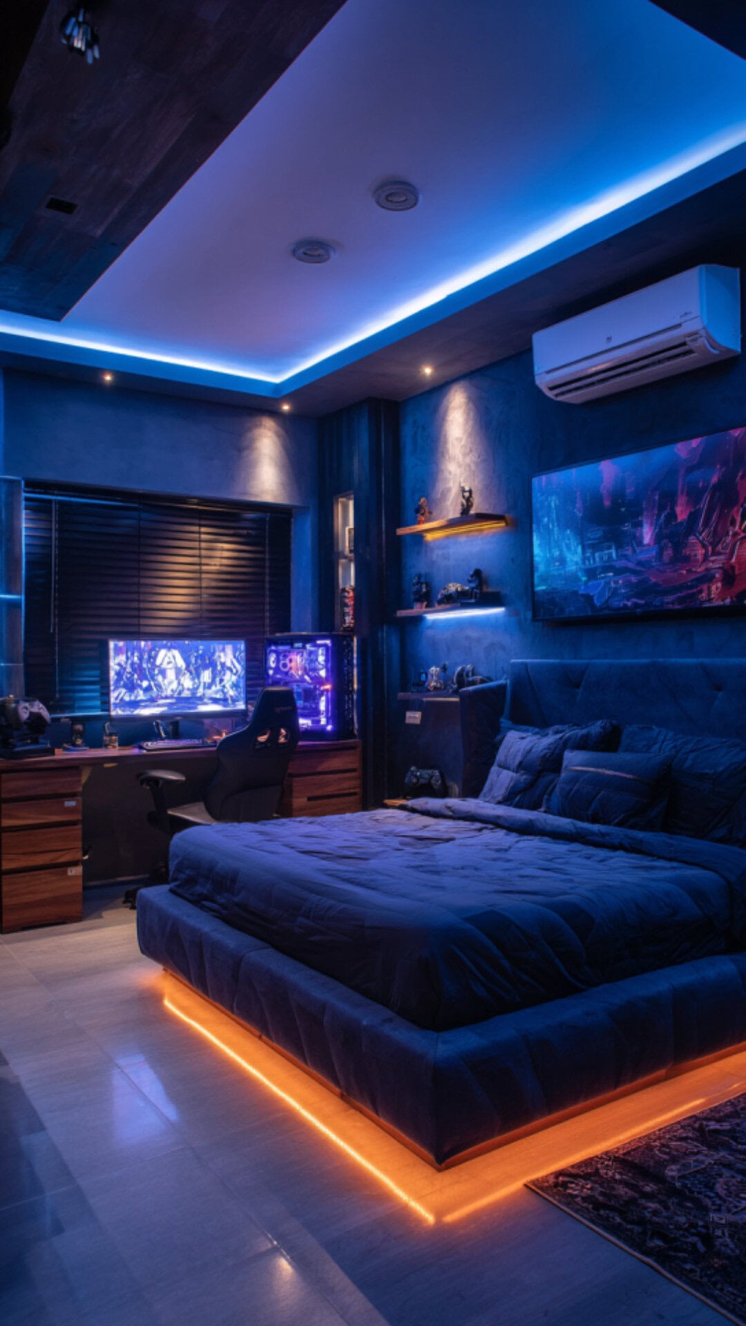 3. Gaming Bedroom for Men with High-Energy Style