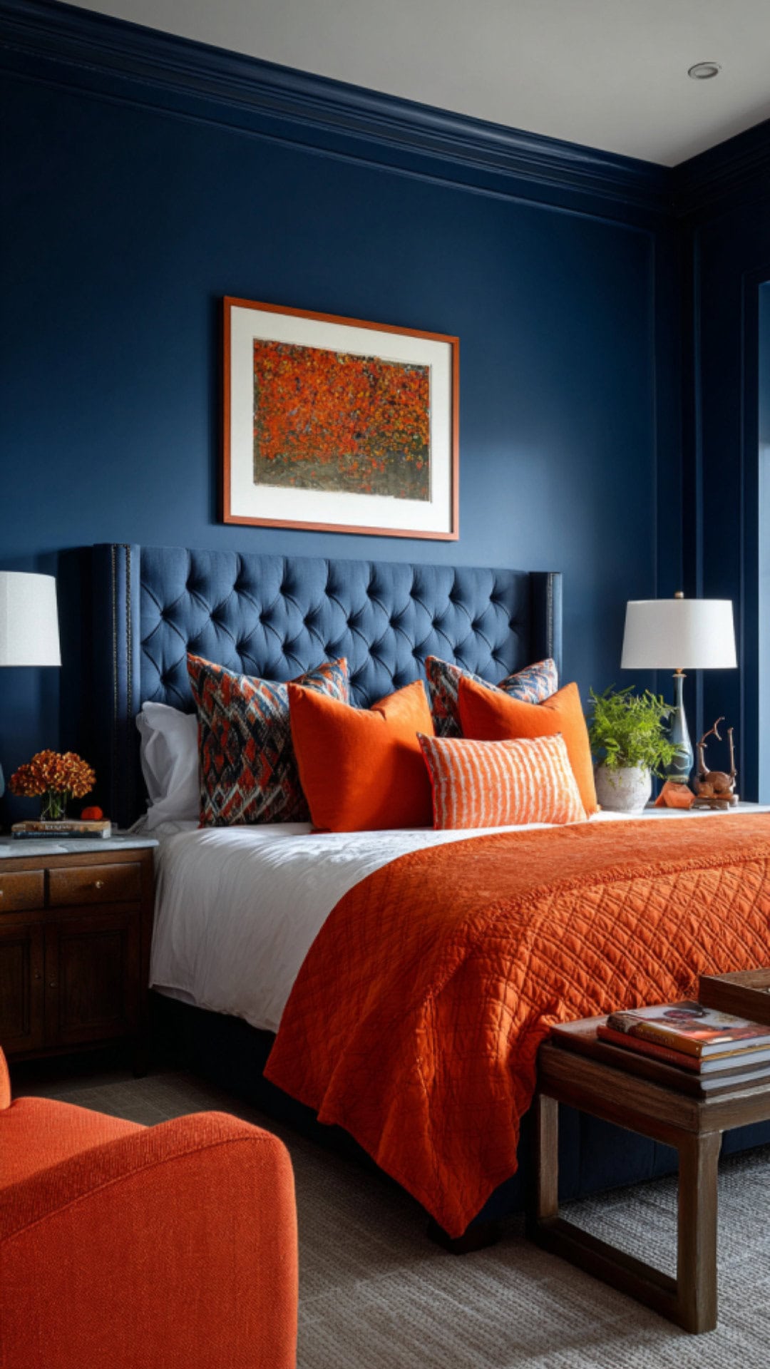 3. Orange and Green Bedroom with Fresh Balance