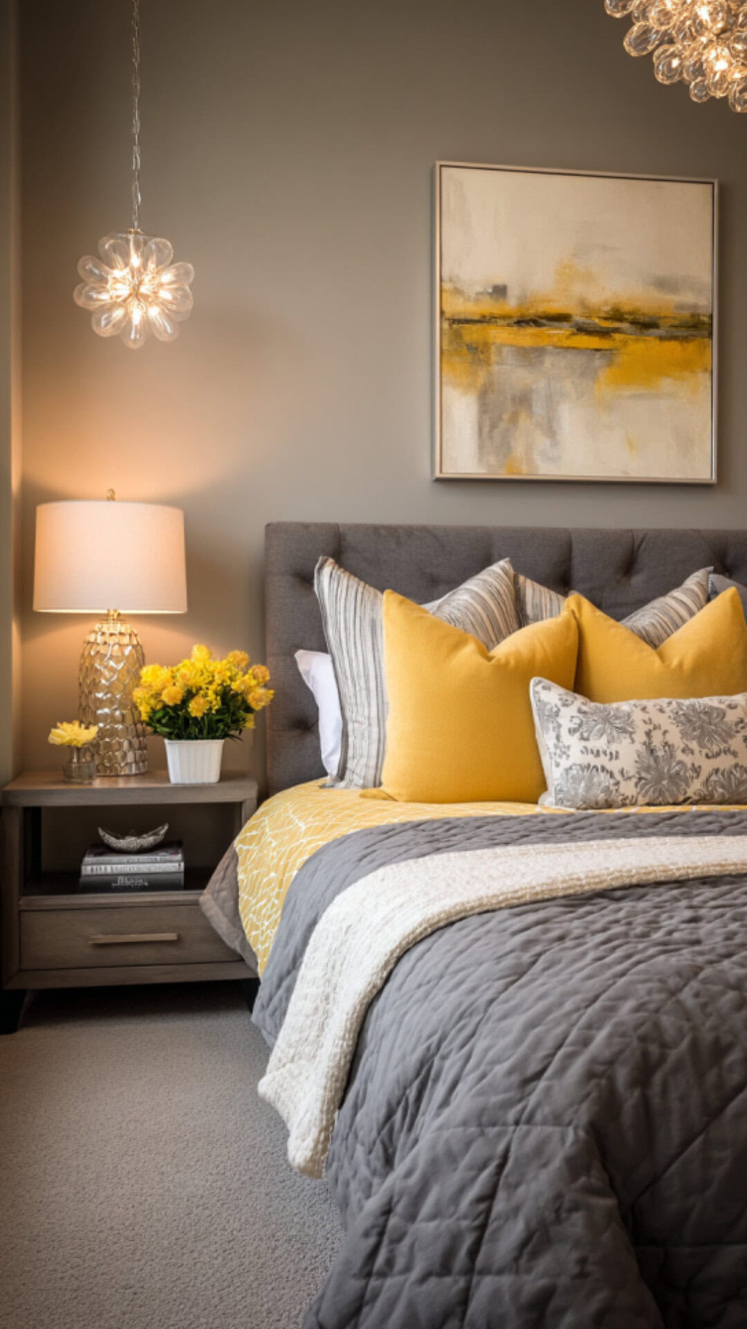 3. Grey and Yellow Bedroom with Modern Subtlety