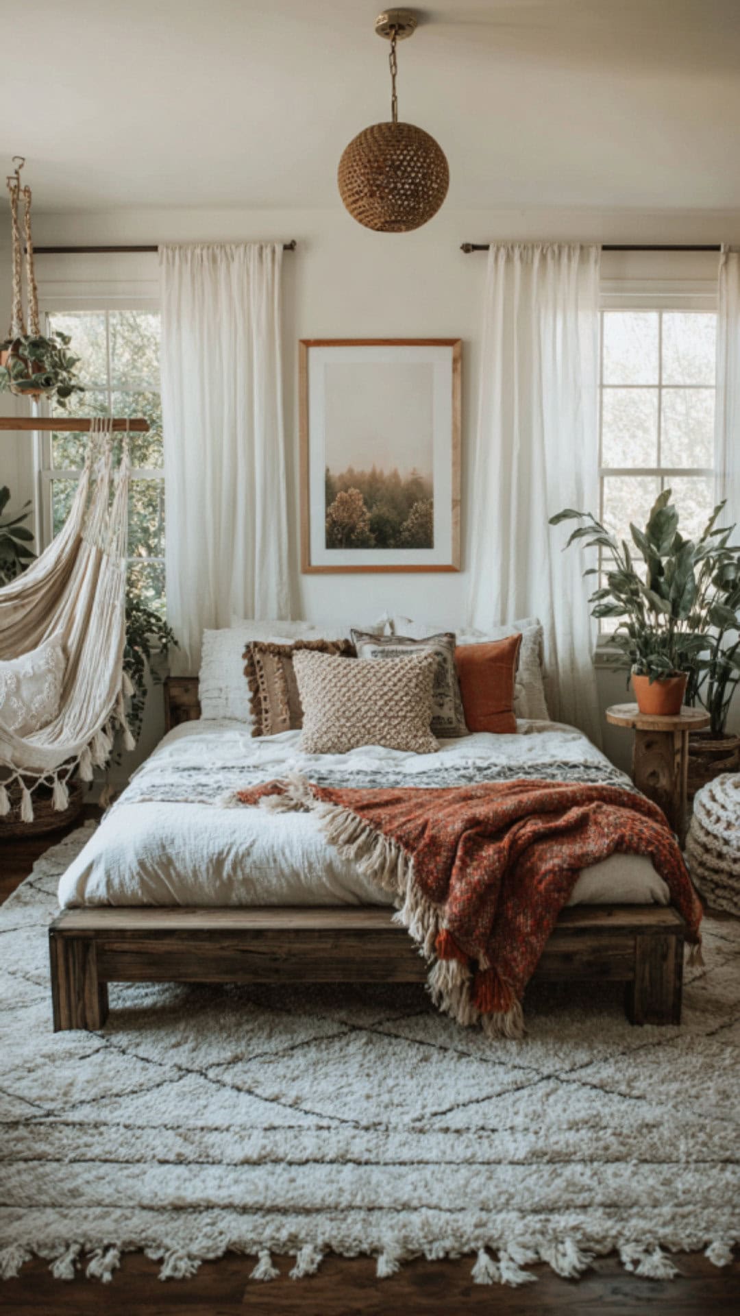 3. Boho Simple Bedroom with Relaxed Charm