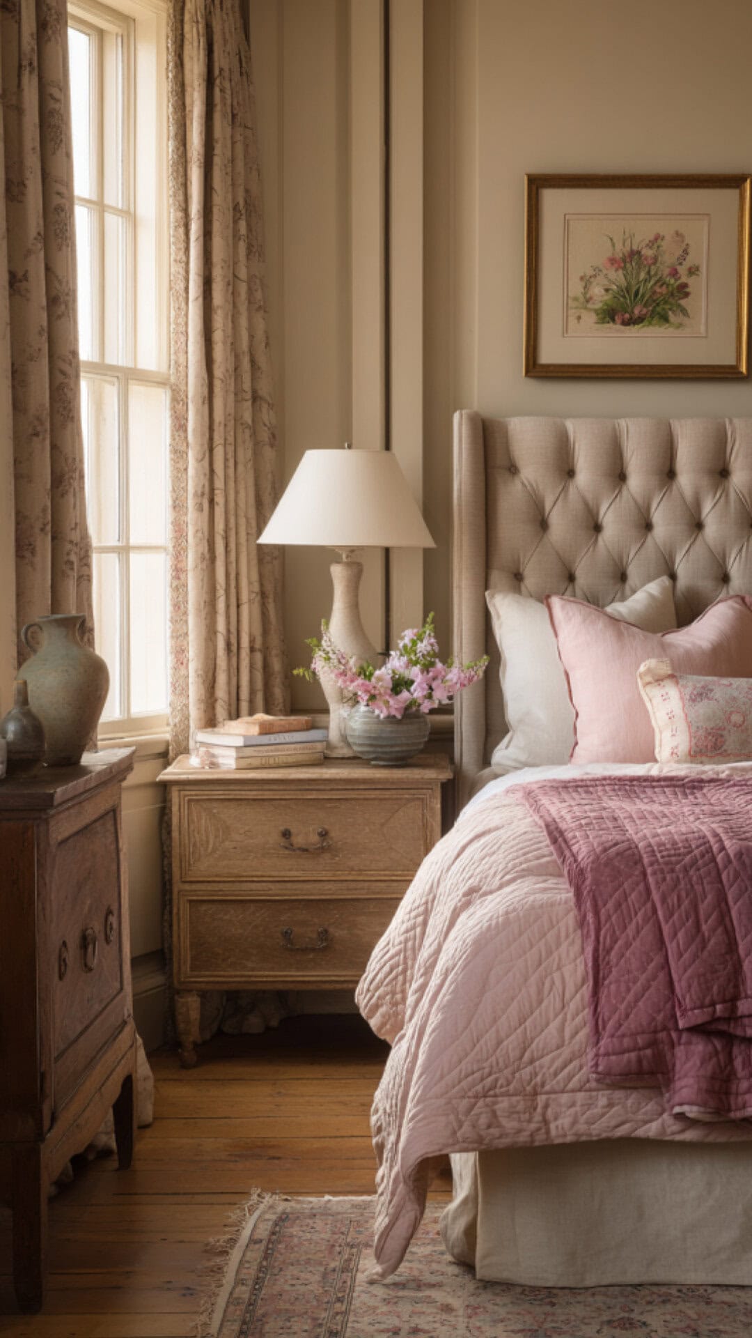 3. Pink Western Bedroom with Soft Warmth