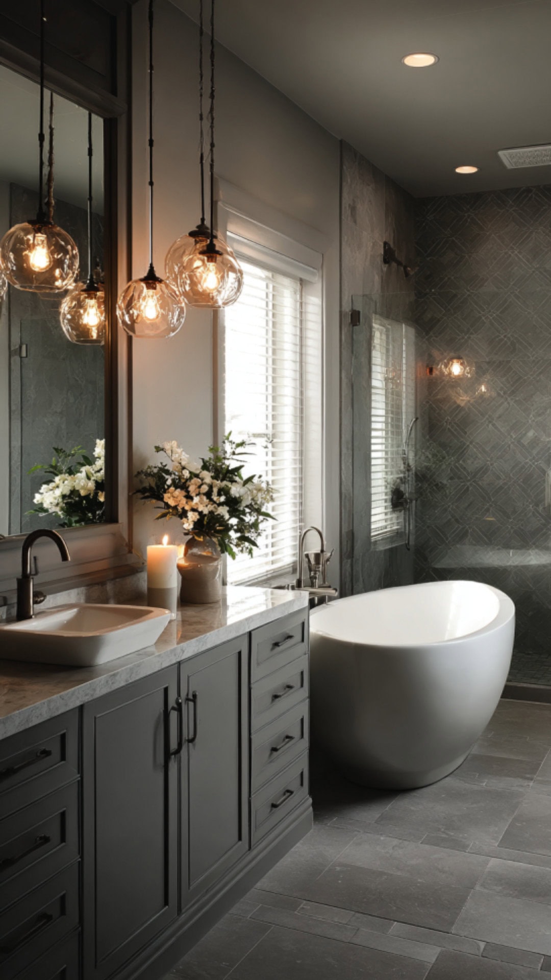 3. Grey Bathroom Decoration with Modern Neutrality