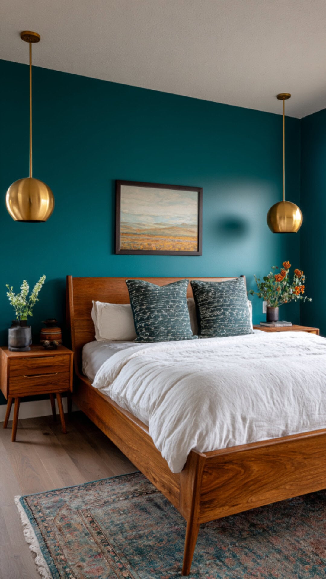 3. Teal Bedroom Color Combination with Bold Contrast