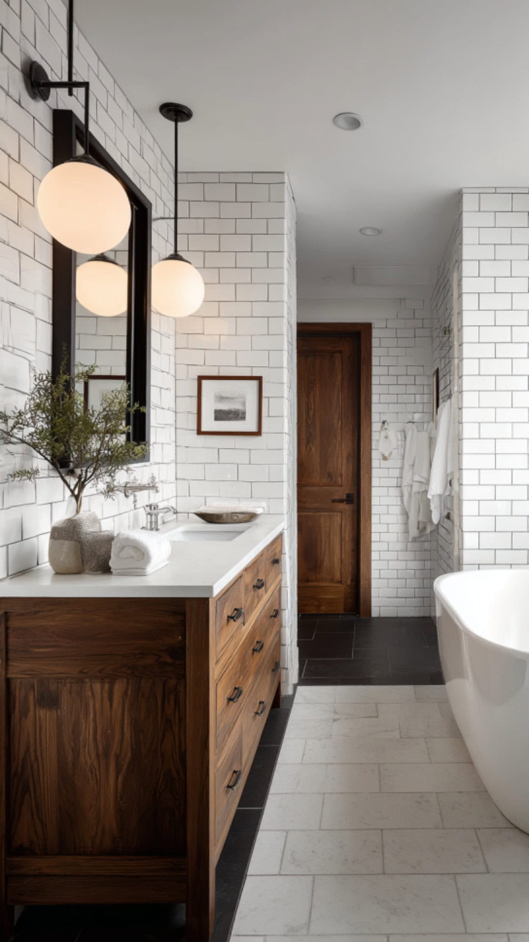 3. White and Wood Bathroom with Clean Simplicity