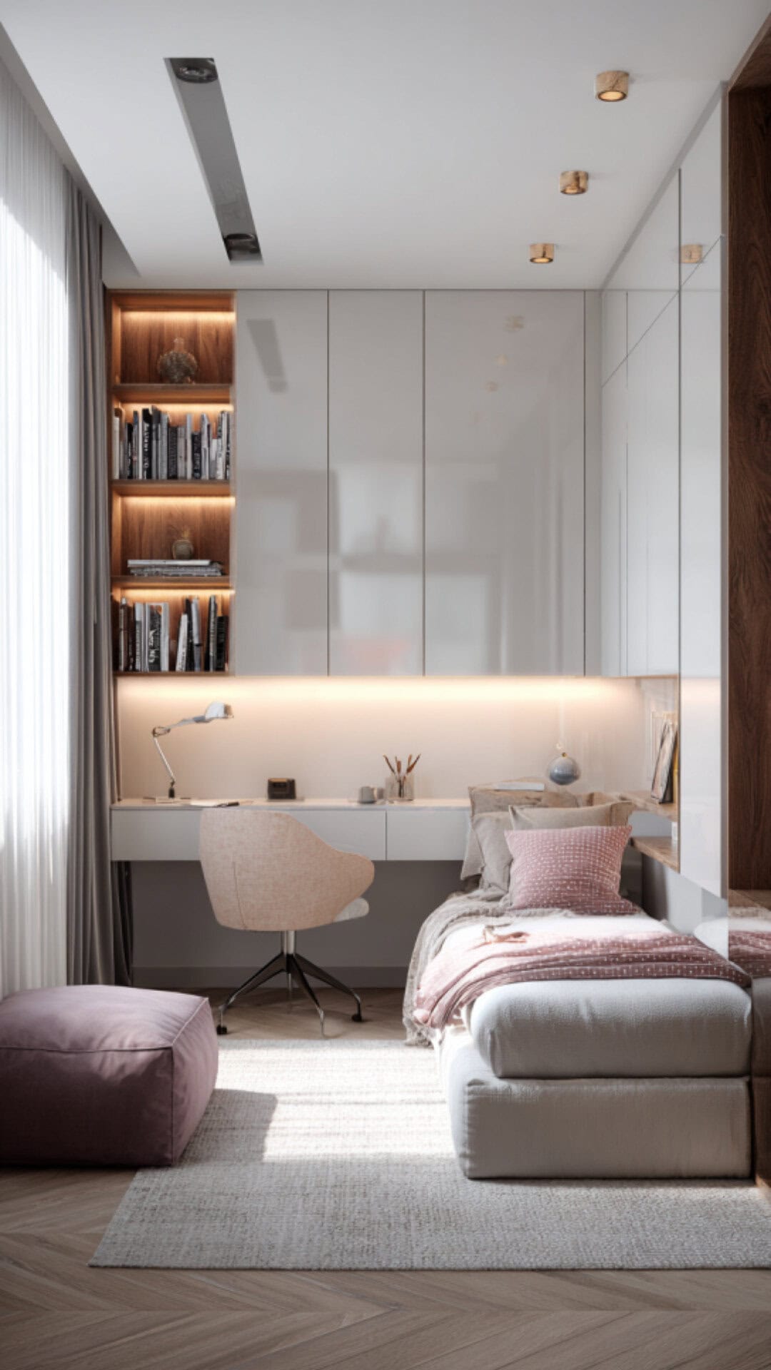 4. Modern Girls' Bedroom with Sleek Style