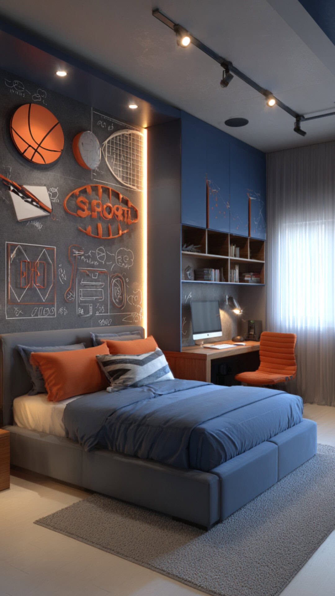4. Sports-Themed Kids Bedroom with Dynamic Style