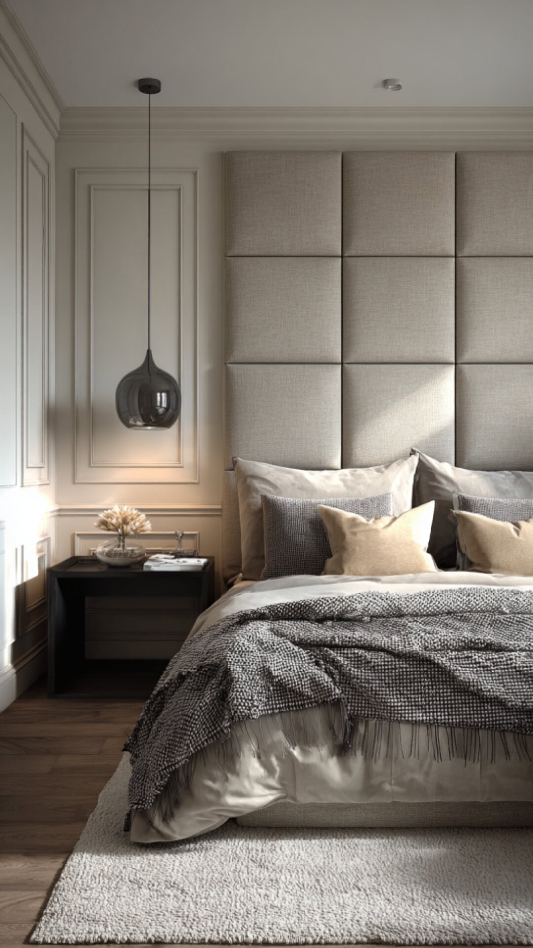 4. Beige and Grey Bedroom with Modern Harmony