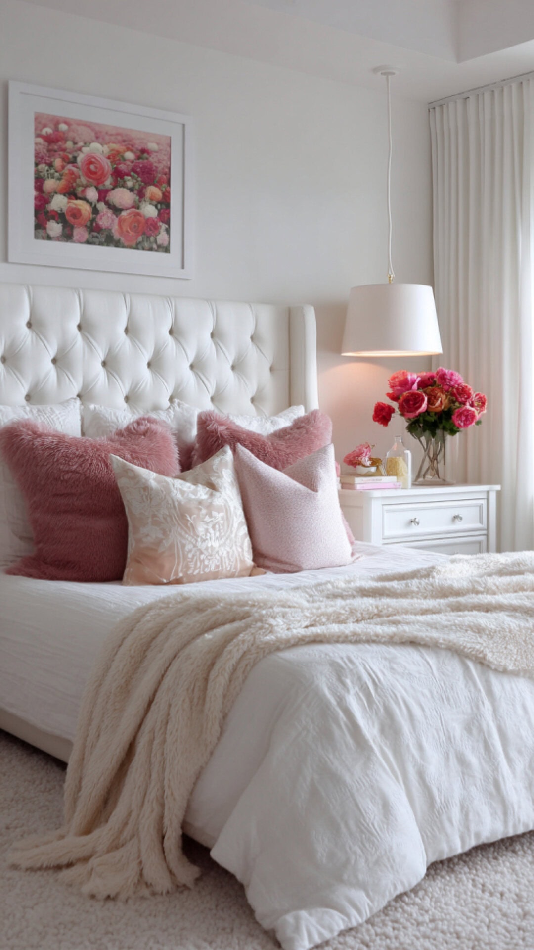 4. White and Pink Bedroom with Romantic Softness