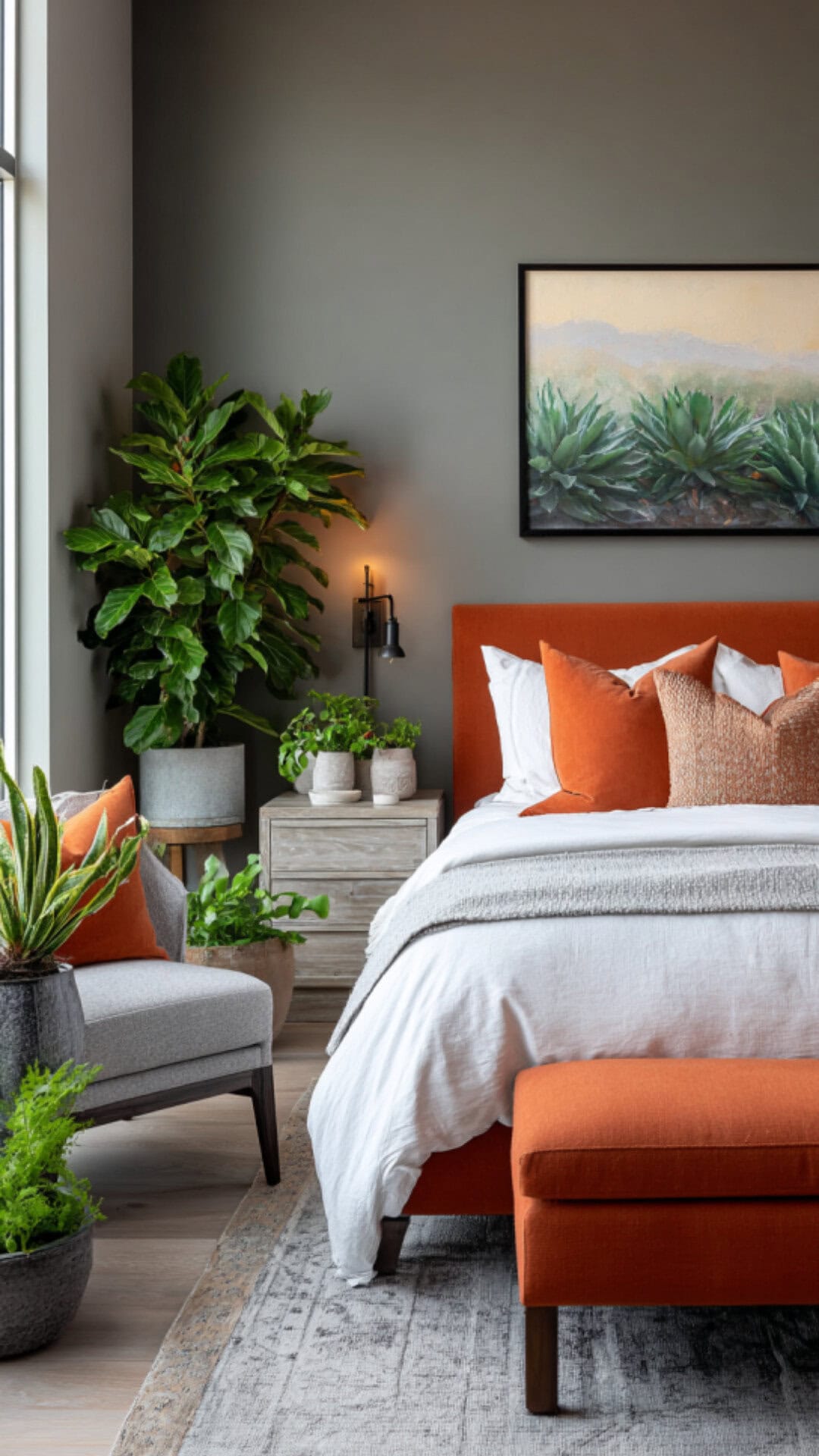 4. Orange and Blue Bedroom with Striking Contrast