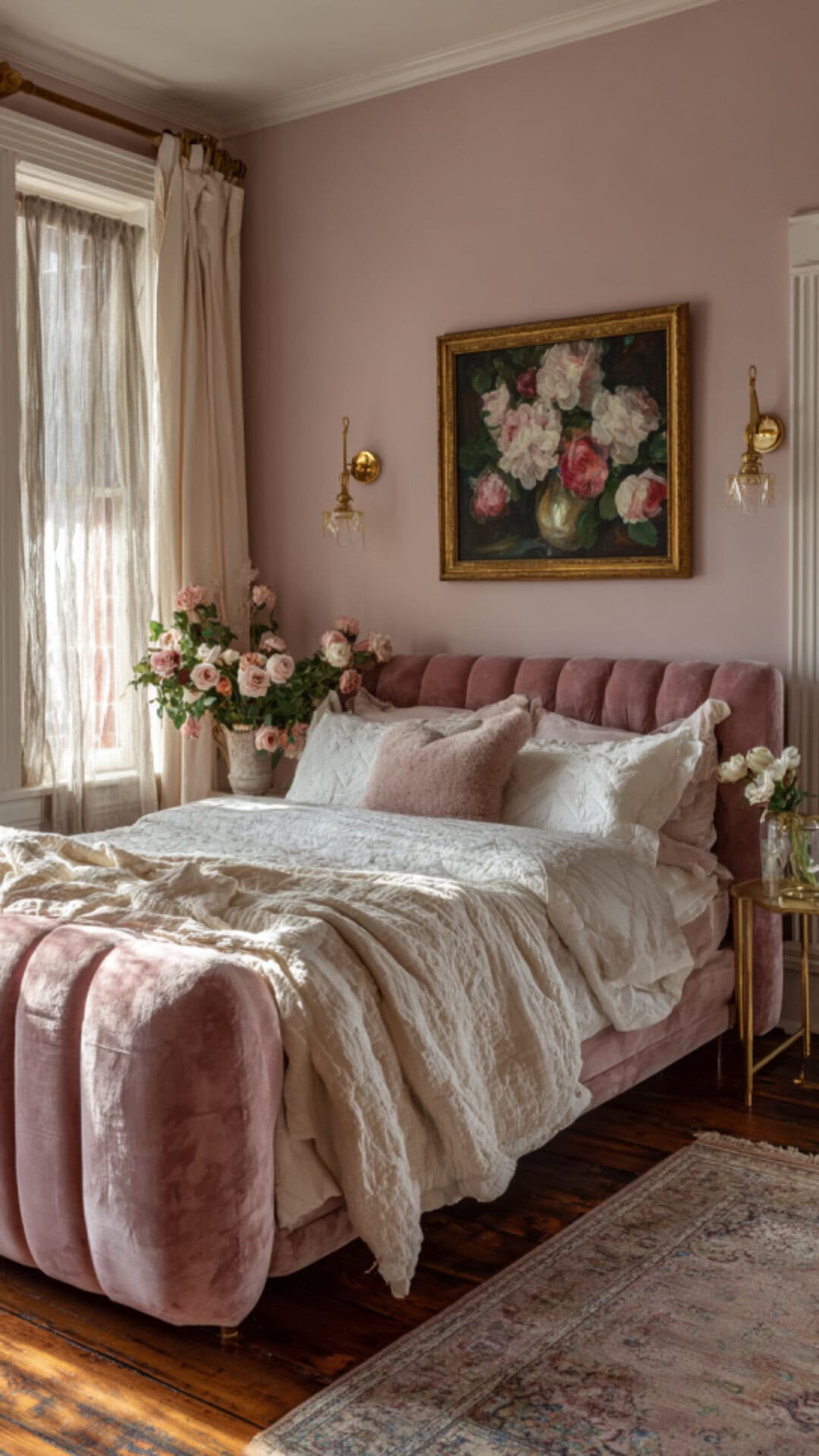 4. Pink Vintage Bedroom with Romantic Charm