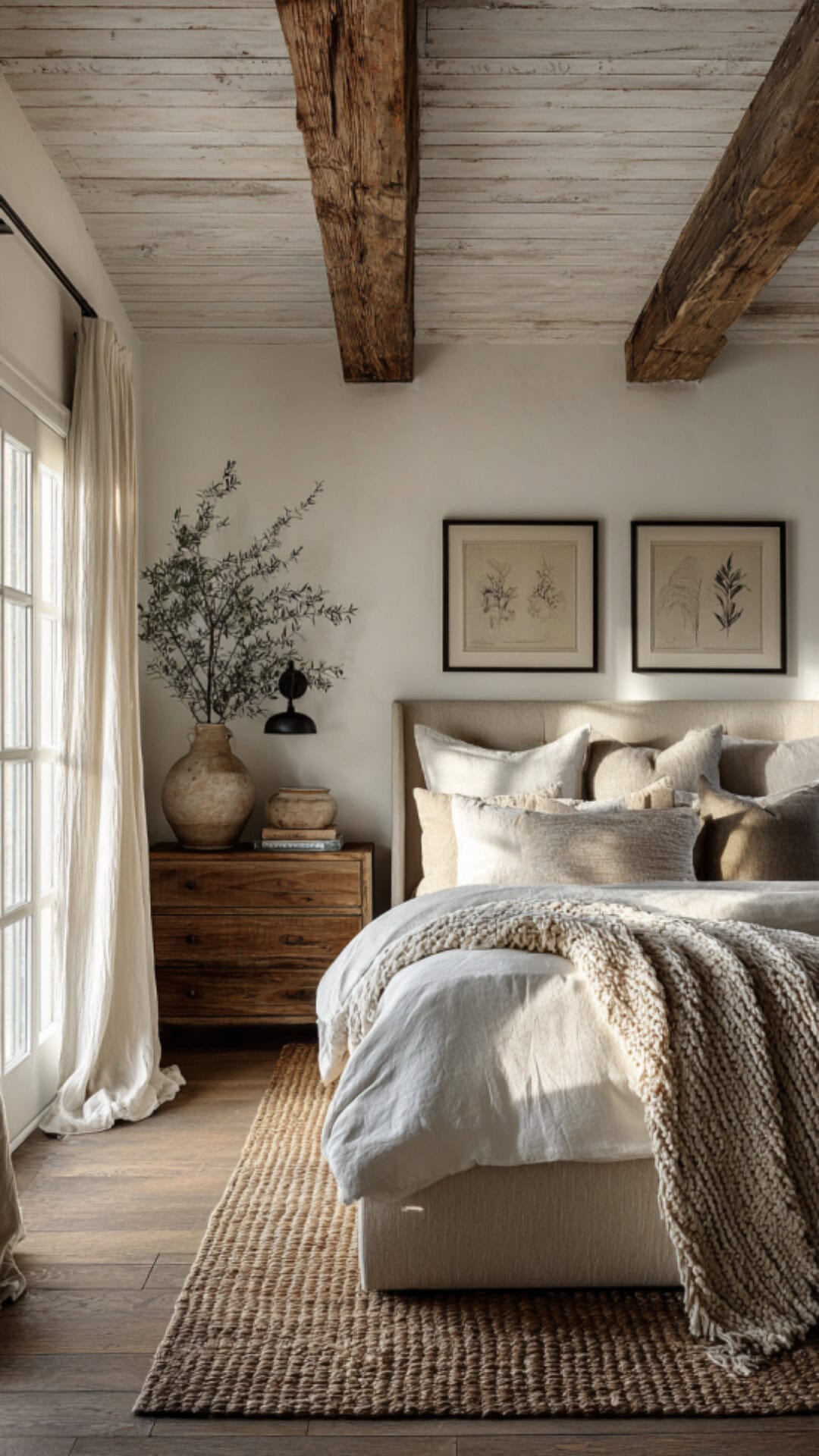 4. White Rustic Bedroom with Airy Comfort